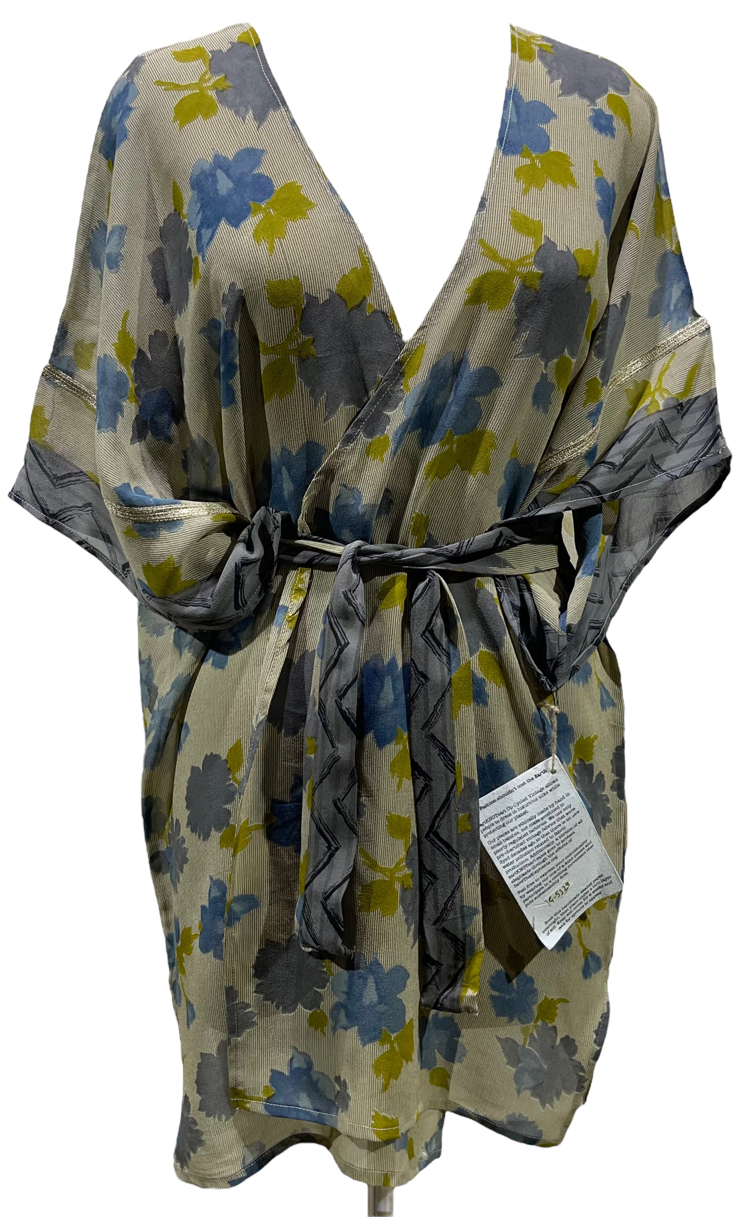 PRG5329 Women's Sheer Avatar Pure Silk Kimono Sleeve Jacket with Belt - Elegant Loungewear & Evening Cover-Up for Home, Parties and Special Occasions