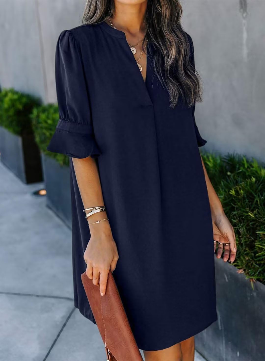 JOCAFIYE Women's Casual Short Sleeve V-Neck Summer Dress 2025 - Perfect for Beach Outings, Picnics & Summer Vacations