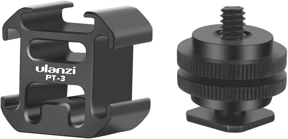 Ulanzi PT-3 Aluminum Camera Hot Shoe Mount Adapter with Triple Cold Shoe - Compatible with LED Lights, Monitors, Microphones & Studio Flash - Perfect for DSLR, Mirrorless & Video Camera Accessories - Ideal for Vlogging, Photography & Film Production