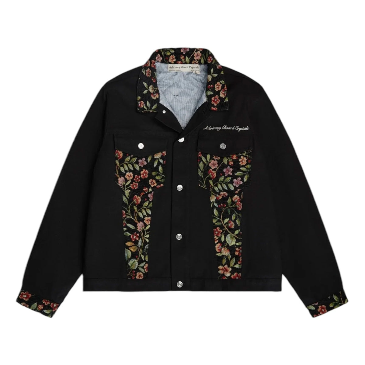 Floral Jacquard Canvas Harrington Jacket for Men - Lightweight Water-Resistant Spring Coat with Stylish Black Embroidery | Perfect for Casual Outings, Date Nights & Outdoor Activities