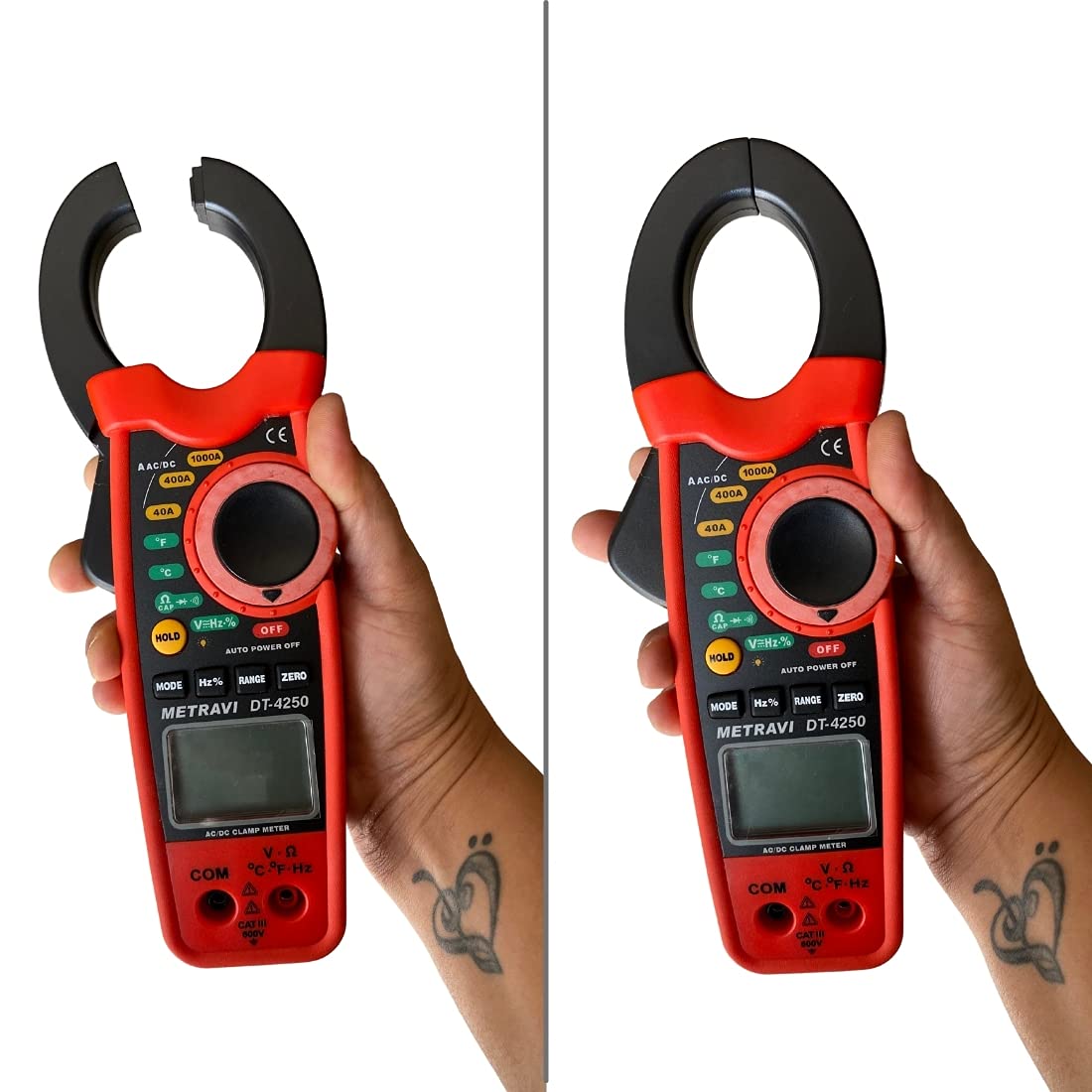 Metravi DT-4250 Digital Clamp Meter 1000A AC/DC Current Tester with 30mm Jaw - Perfect for HVAC, Electrical Maintenance & Industrial Use