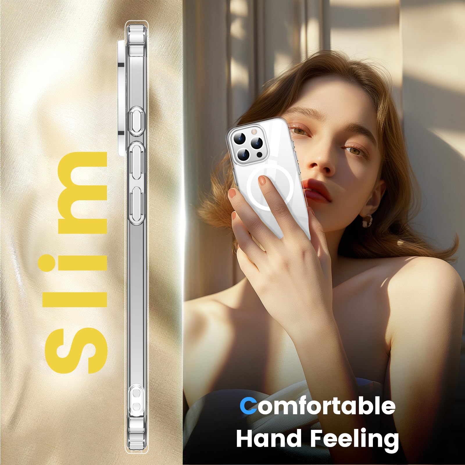 Temdan iPhone 16 Pro Max Case Clear - Magsafe Compatible, Anti-Yellowing, Military-Grade Shockproof Protection - Slim Magnetic Transparent Cover for iPhone 16 Pro Max - Perfect for Daily Use, Travel & Outdoor Activities