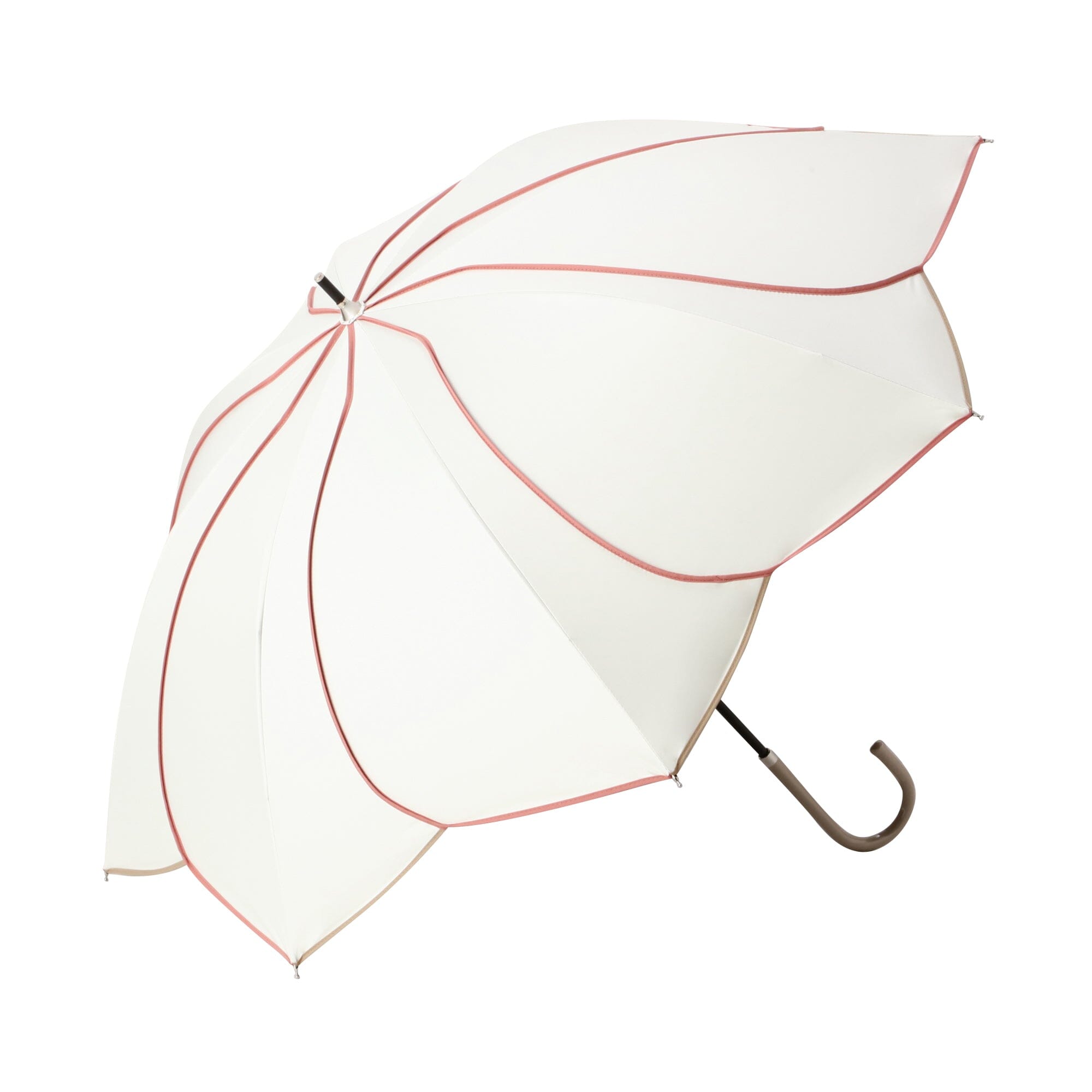 Bicolor Piping Long Umbrella 50cm - White Waterproof Windproof Compact Folding Umbrella for Women & Men - Perfect for Rainy Days, Outdoor Activities, and Travel