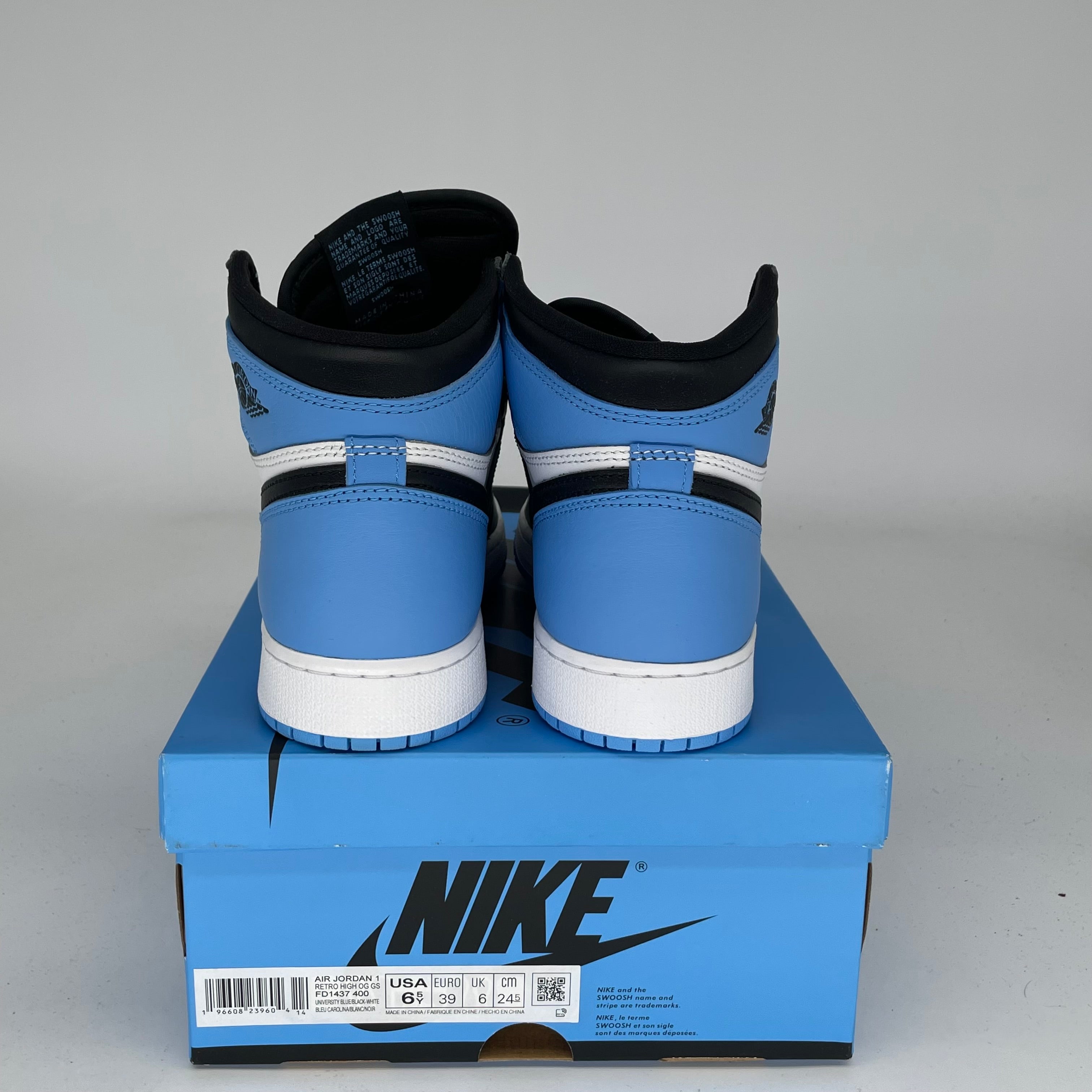 AIR JORDAN 1 UNC TOE Sneakers - Size 6.5Y (FD1437-400) - Men's Basketball Shoes for Casual Wear & Street Style