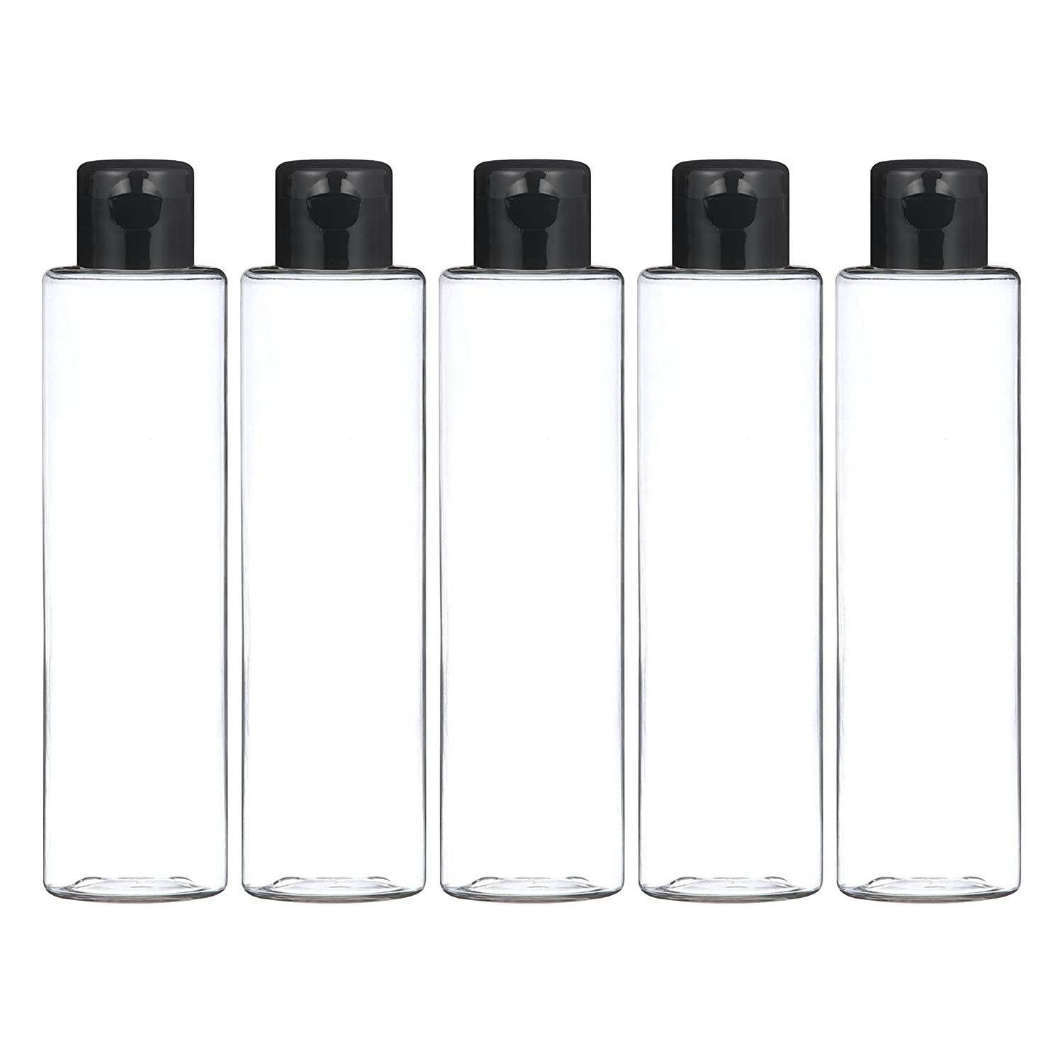 5-Pack 100ml Clear Refillable Travel Squeeze Bottles with Black Flip Cap - Leakproof Square Plastic Containers for Toiletries, Shampoo, Lotion & Cosmetics | Perfect for Travel, Gym, Camping & Home Organization