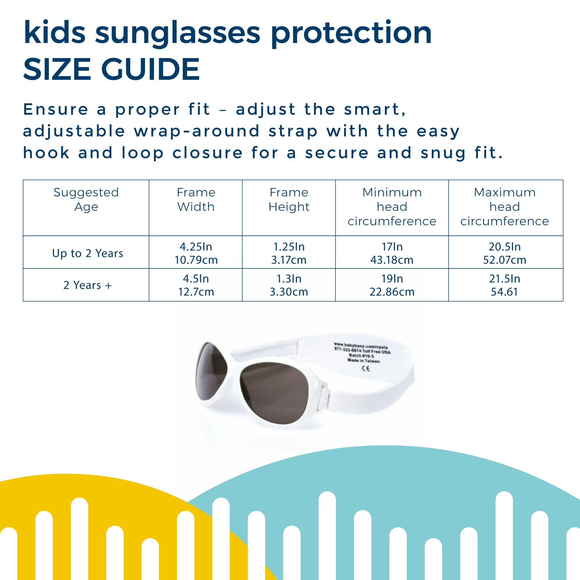 Baby Banz Retro Kidz Oval Sunglasses with Strap - UV400 Protection for Toddlers 2-5 Years - Polarized Glare Reduction for Outdoor Play, Beach & Car Rides