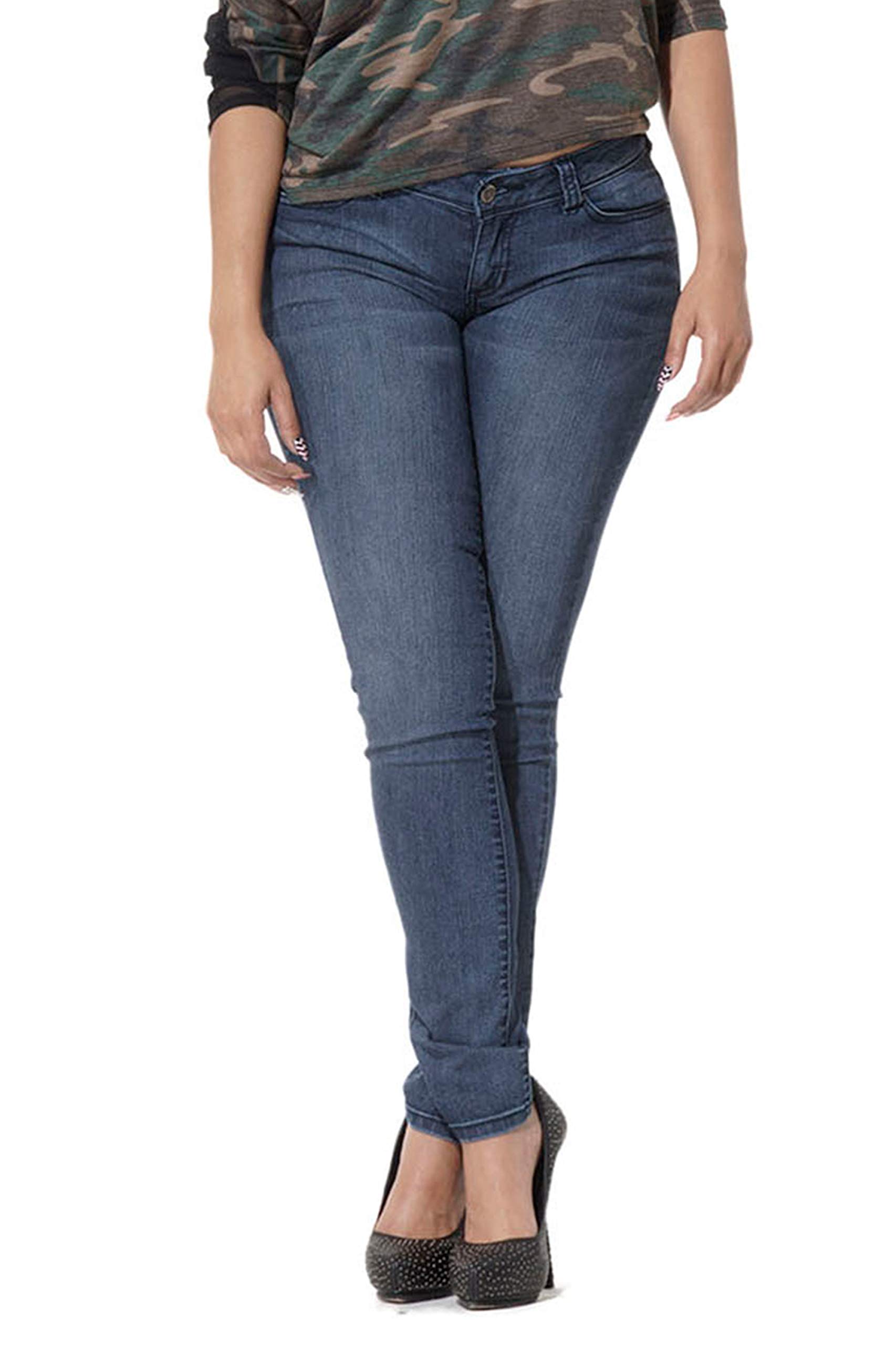 Poetic Justice Women's Curvy Fit Stretch Denim Mid Rise Skinny Jeans - Comfortable & Flattering for Everyday Wear, Date Night & Casual Outings