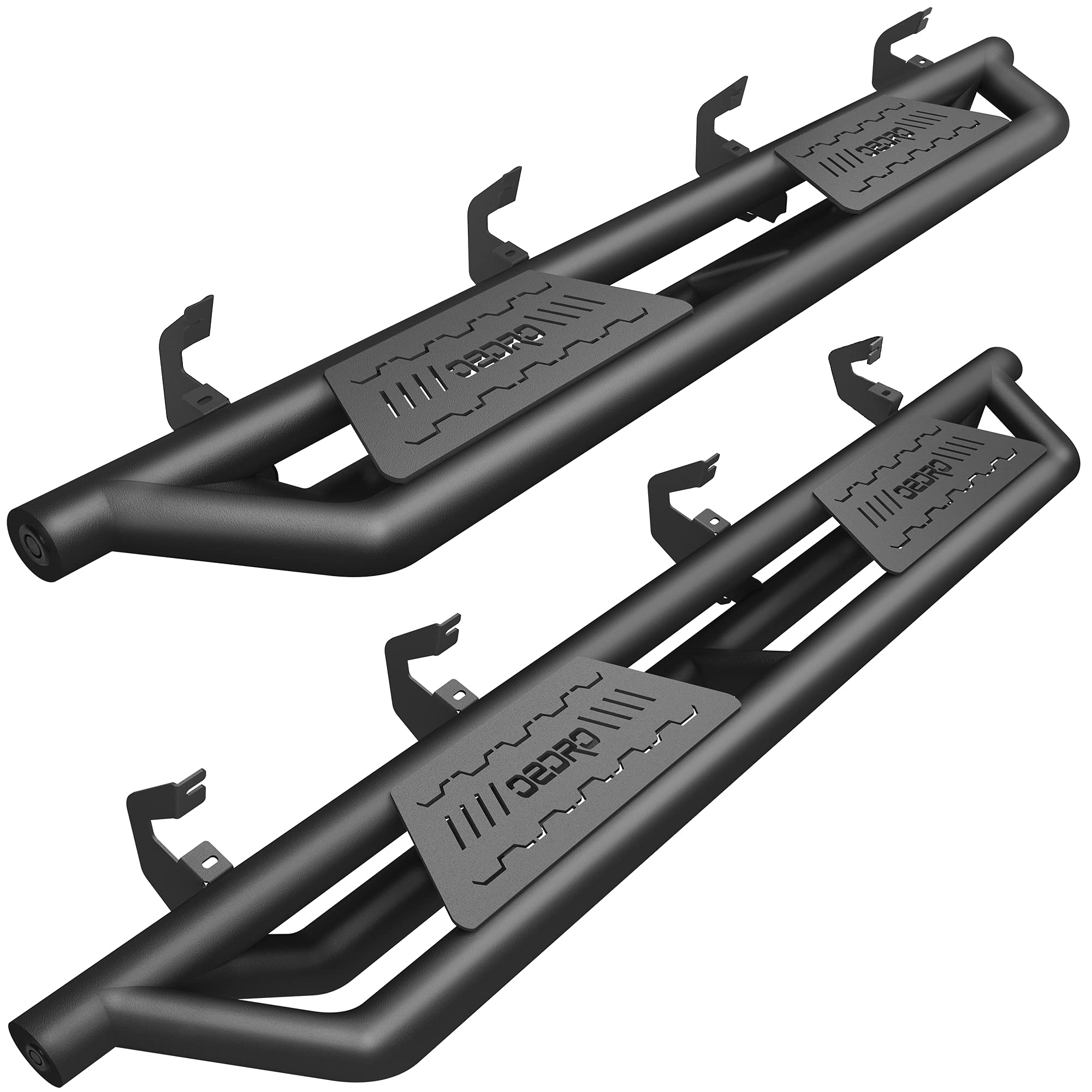 OEDRO Textured Black Running Boards & Side Step Nerf Bars for 2019-2025 Chevy Silverado 1500/GMC Sierra 1500 Crew Cab & 2020-2025 Silverado/Sierra 2500HD 3500HD - Heavy Duty Truck Accessories for Off-Road & Daily Driving