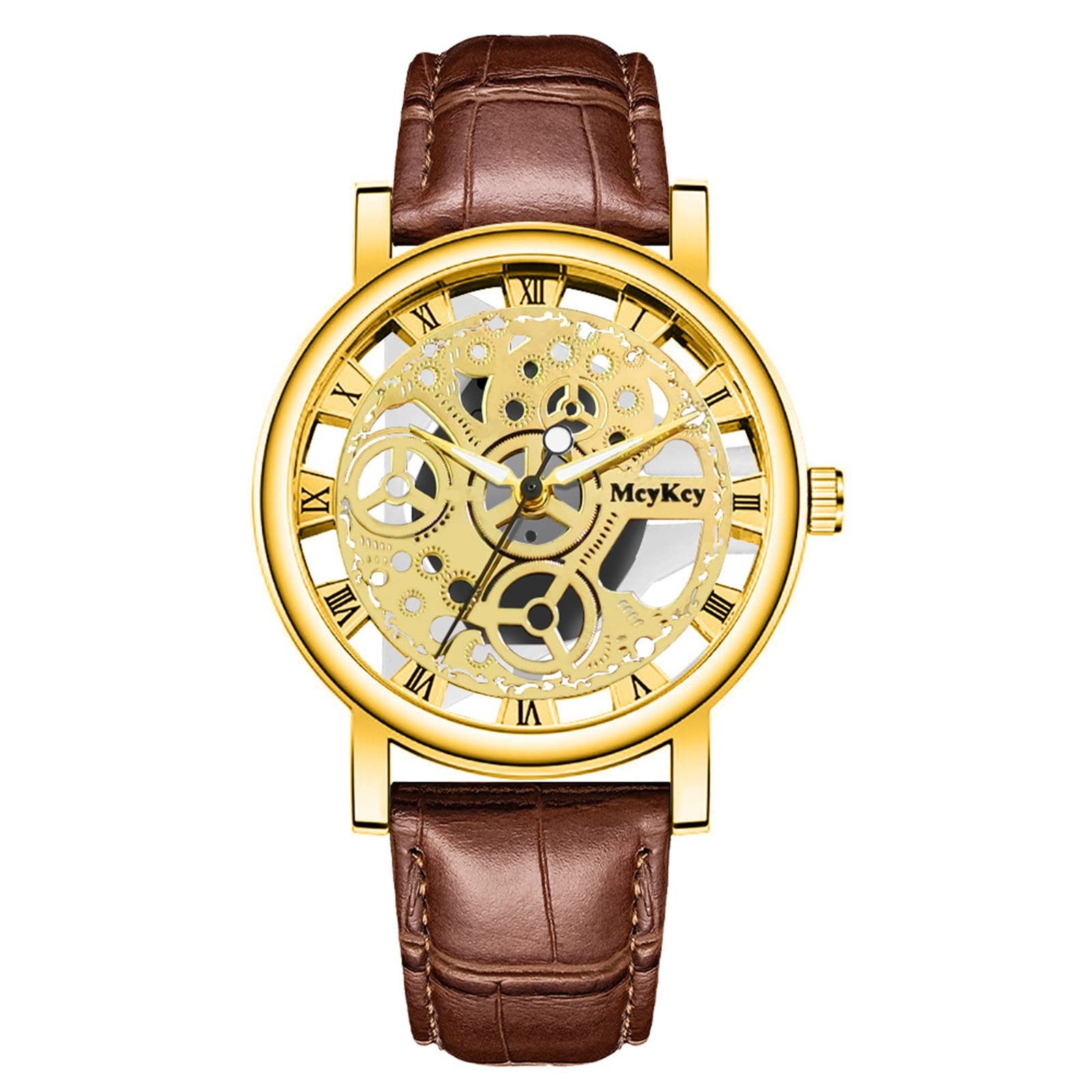 Luxury Men's Business Quartz Watch - Hollow Bottom Imitation Mechanical Design - Perfect for Office, Formal Events & Gifts