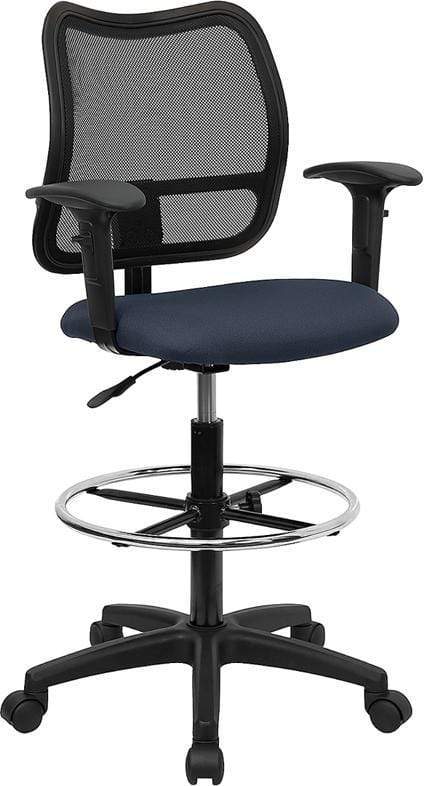 Ergonomic Contoured Mid Back Mesh Stool with Lumbar Support - Black [WL A277 BK D GG] - Perfect for Office, Gaming & Home Workspace Comfort