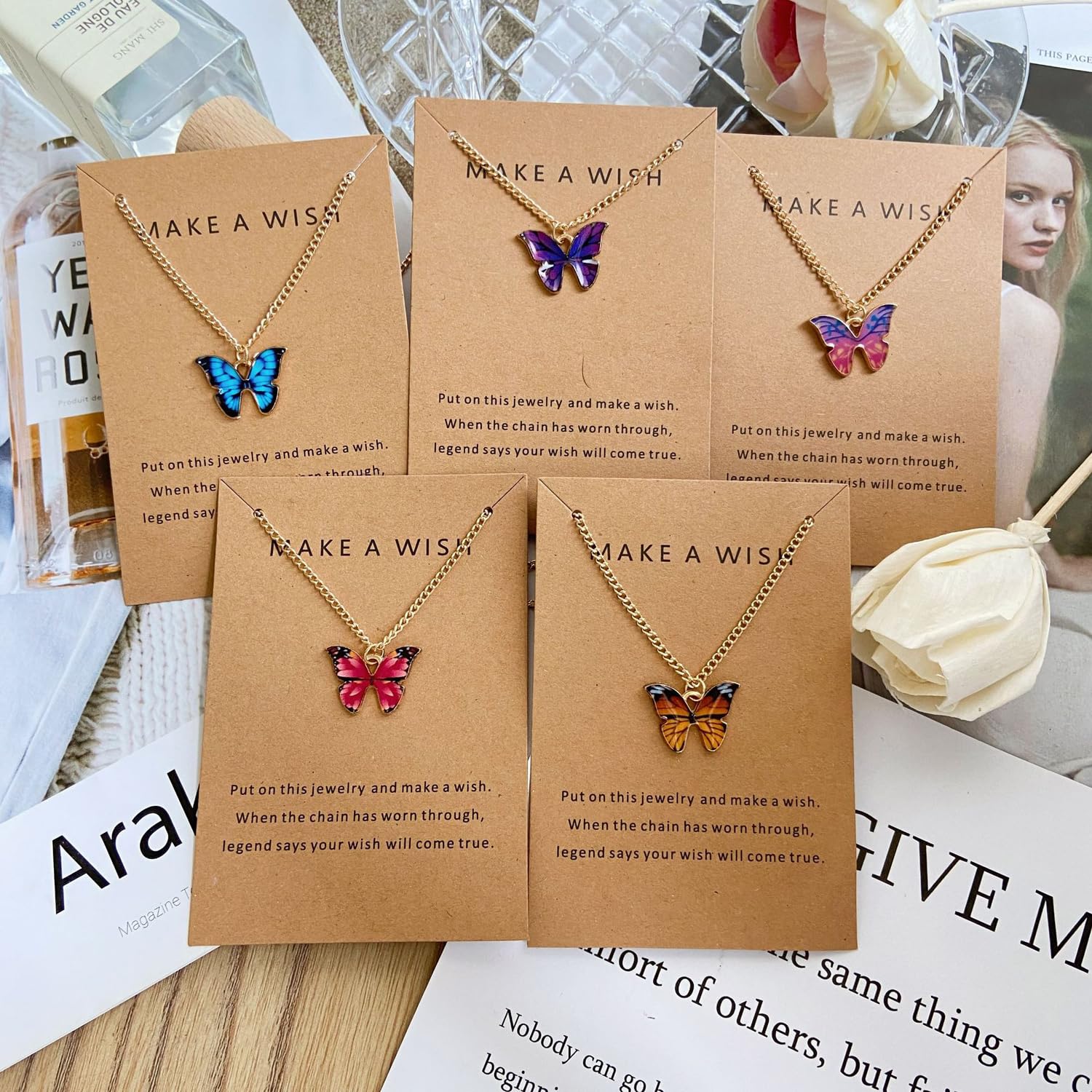 Shining Diva Fashion 5-6 Pcs Stylish Butterfly Jewelry Necklace Set for Women - Elegant Pendant Necklace Gift for Girls, Teens & Women | Perfect for Birthday, Anniversary, Party & Special Occasions