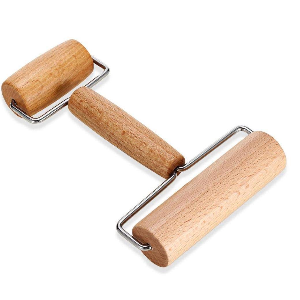 Wooden Double-Sided Dough Rolling Pin for Bread, Pastry, Pie & Pizza Baking - Perfect for Home Kitchens & Professional Bakeries