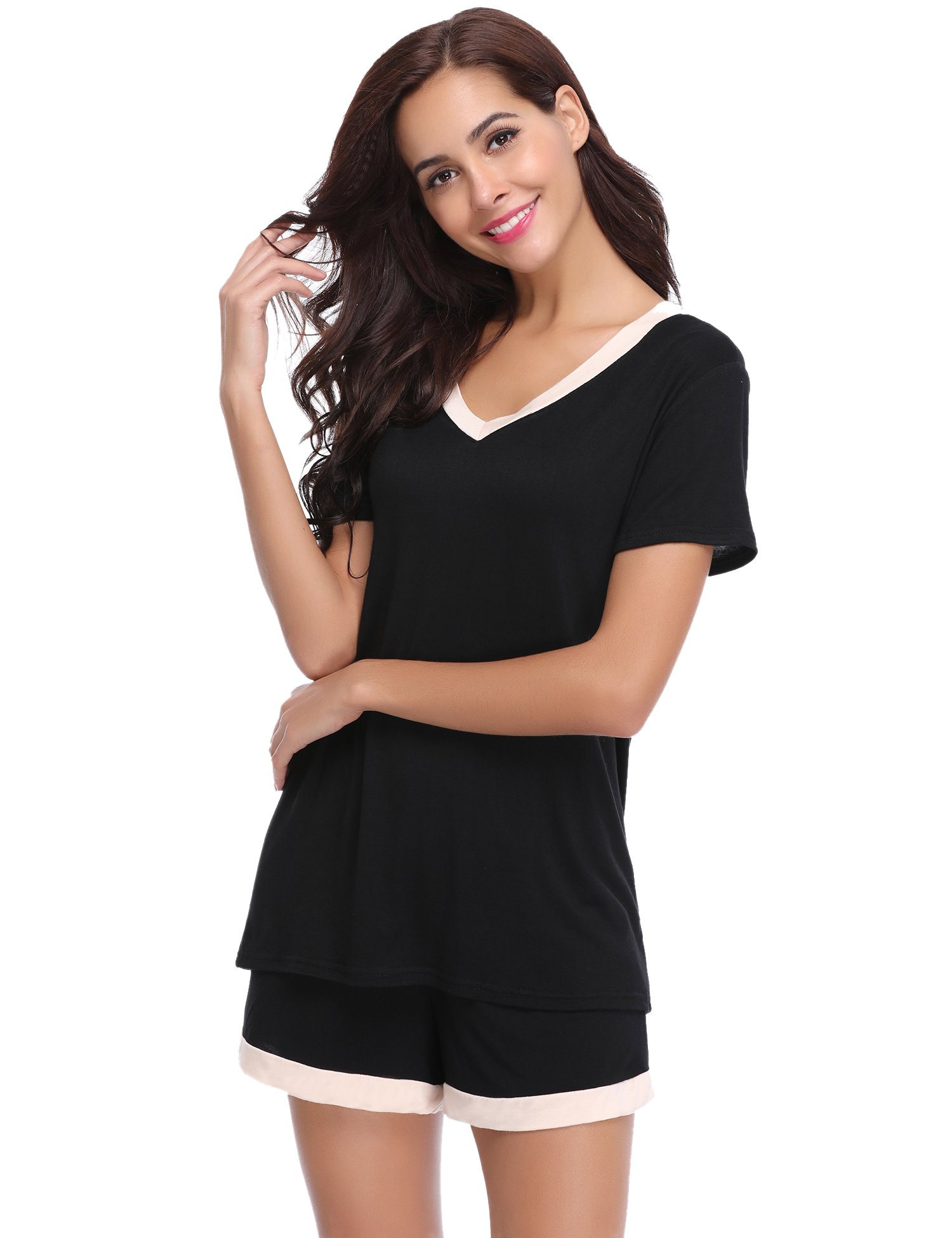 Aiboria Women's Cotton Pajama Short Sets - Short Sleeve Sleepwear & Nightwear for Summer - Soft Lounge PJ Set for Comfortable Sleep, Relaxing at Home, and Vacation Wear