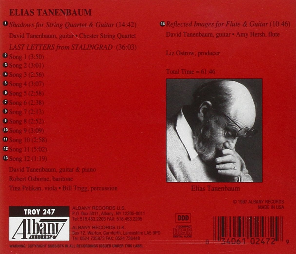Tanenbaum: Last Letters from Stalingrad - Shadows for String Quartet & Guitar - Reflected Images for Flute and Guitar | Classical Music Collection for Performances, Study & Relaxation