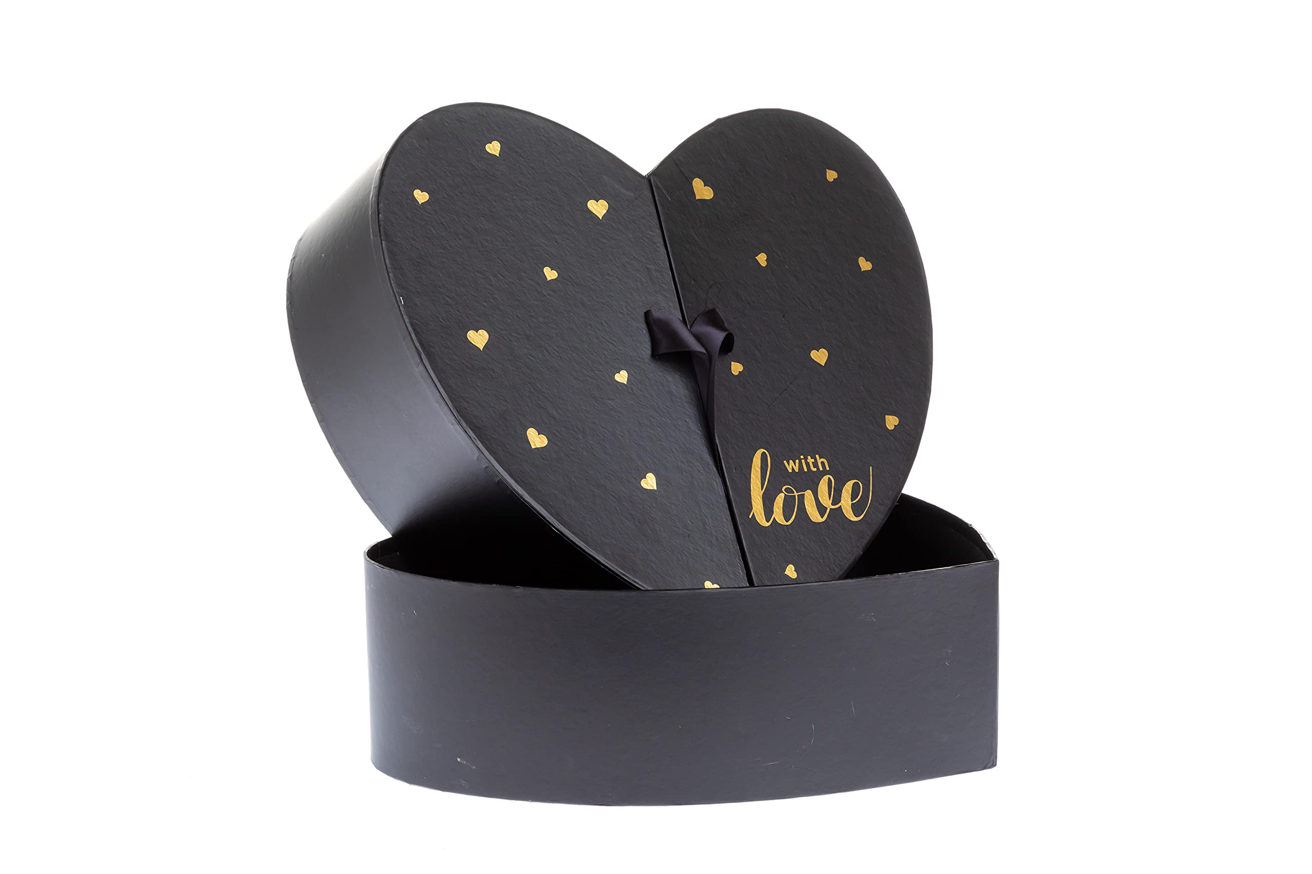 Heart-Shaped Flower Gift Boxes | Elegant Decorative Packaging for Weddings, Birthdays & Special Events | Perfect for Bouquets, Jewelry & Small Gifts (Black, W6878)