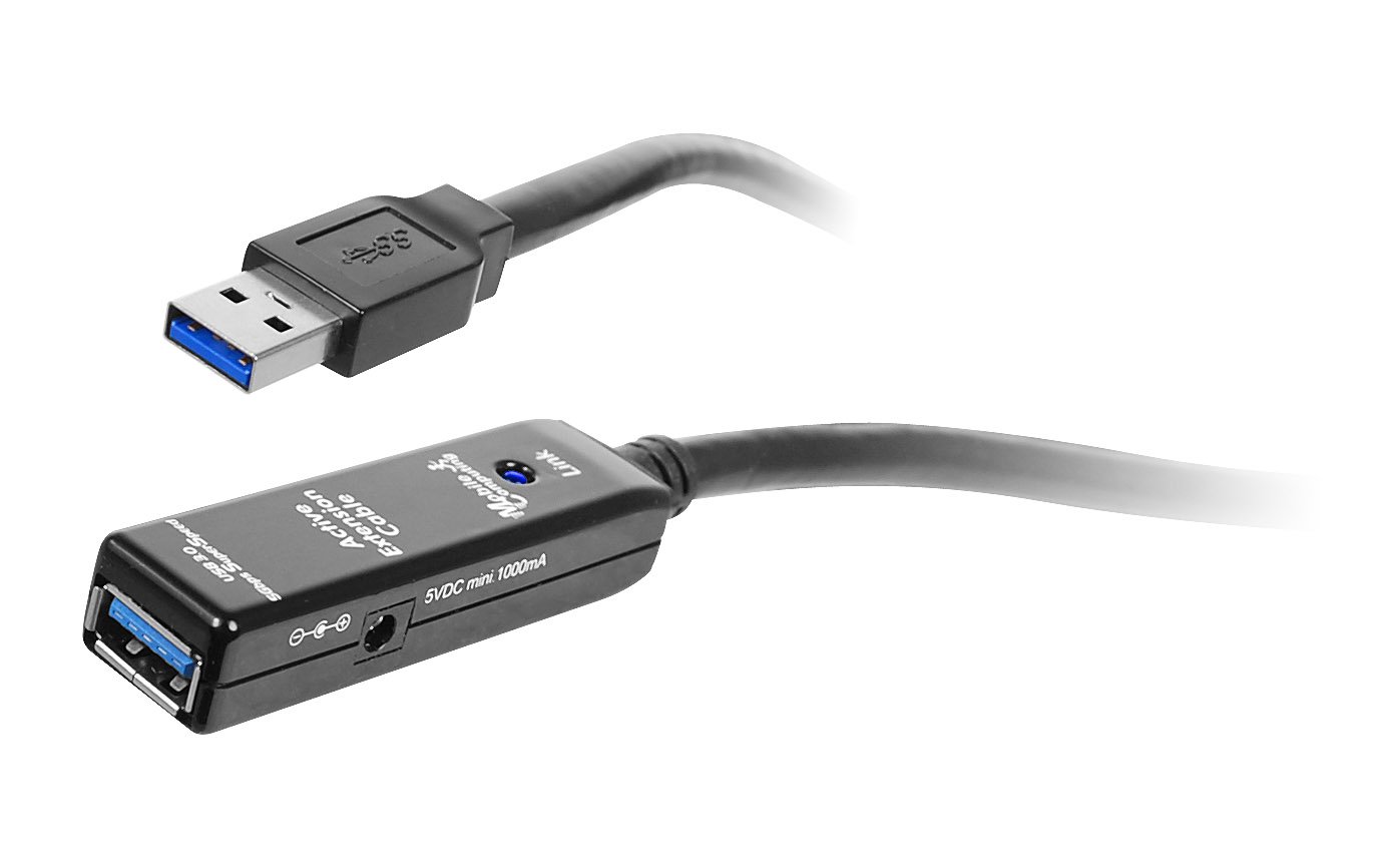 SIIG 33ft USB 3.0 Active Extension Cable with Signal Booster - High Speed Data Transfer for External Hard Drives, Flash Drives, Printers, VR Headsets & Cameras (JU-CB0611-S1) - Perfect for Home Office, Gaming Setup & Multimedia Workstations