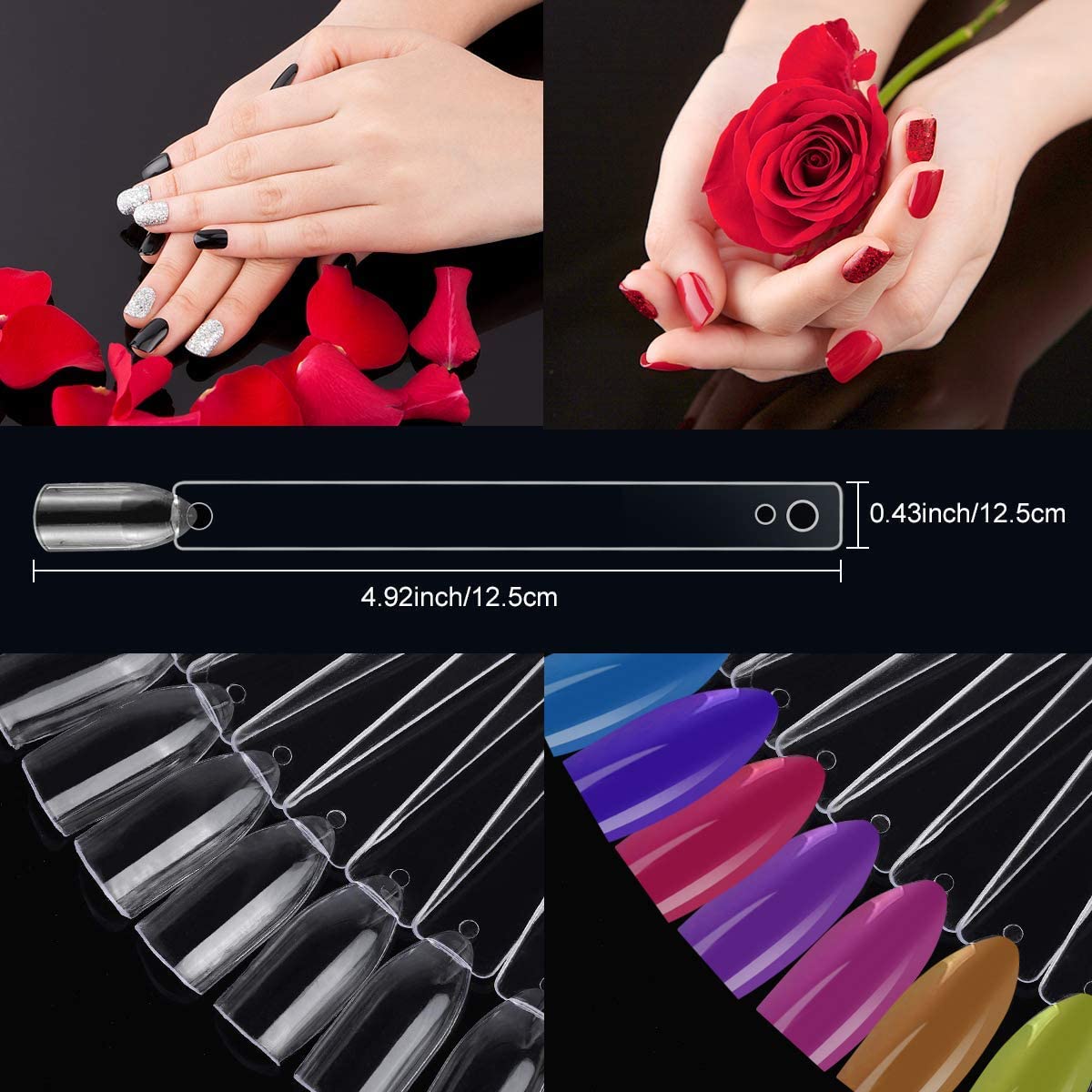 Professional Fan-Shaped Nail Art Polish False Nail Sample Sticks - Nail Practice Color Display for DIY & Salon Use - Perfect for Nail Technicians, Students & Home Manicures (100 Pcs)