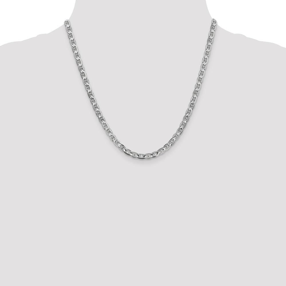 The Black Bow 4.4mm 14k White Gold Solid Concave Anchor Chain Necklace - Perfect for Elegant Evening Wear and Special Occasions