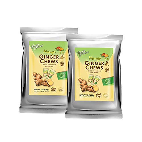Prince of Peace Ginger Chews with Mango, 1 lb (2 Pack) - Natural Candied Ginger Candy - Sweet & Spicy Mango Ginger Chews - Perfect for Digestive Support, Travel Snacks & Holiday Gifts