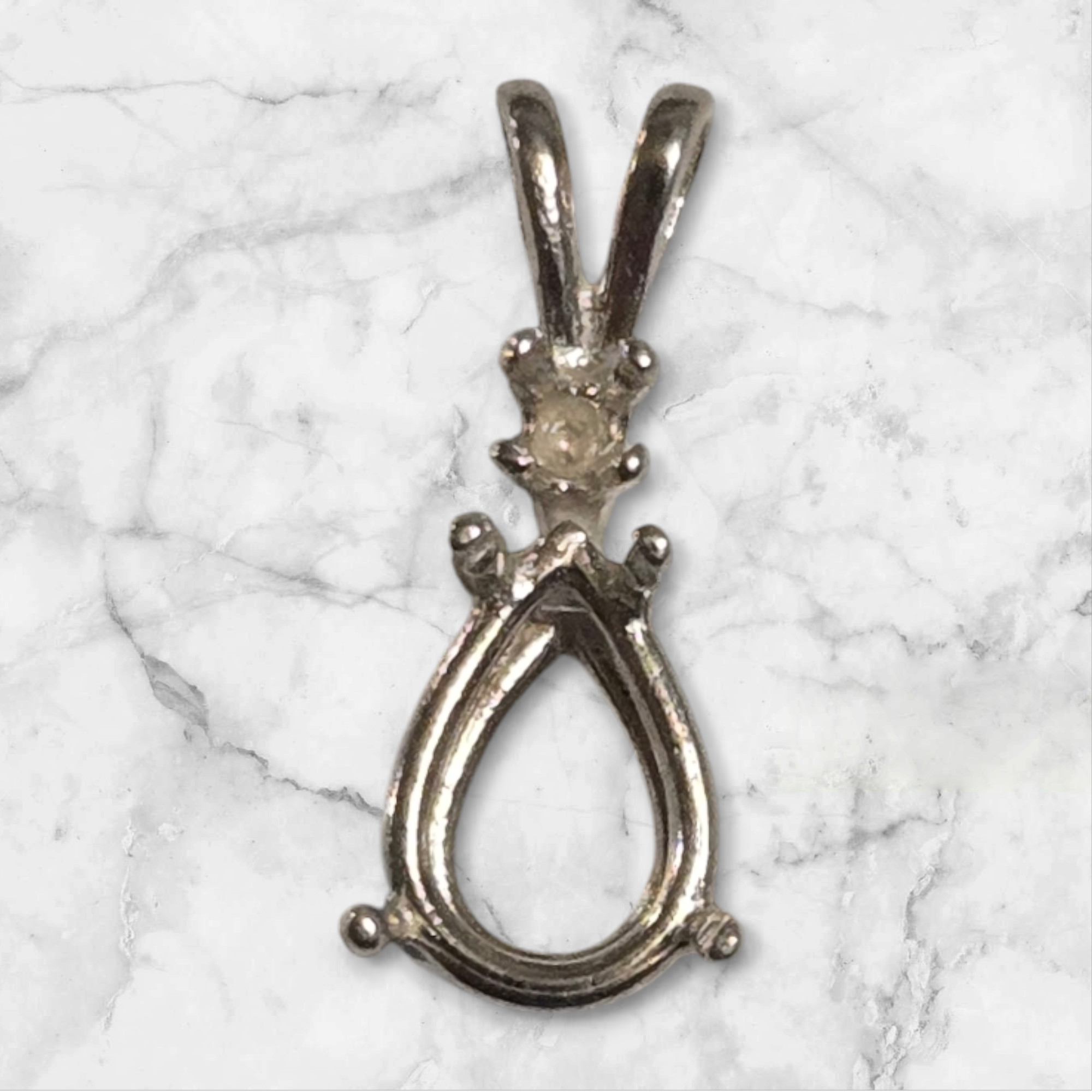 Solid Sterling Silver or 14kt Gold 7x5mm Pear Cut Pendant with Accent Setting - Handcrafted in USA | Perfect for Necklaces, Gifts & Special Occasions