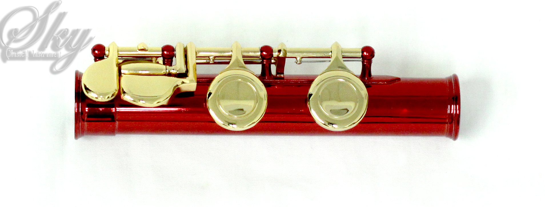 Professional Sky C Flute with Lightweight Case - Includes Cleaning Rod, Cloth, Joint Grease & Screwdriver (Red/Gold, Closed Hole) - Perfect for Beginners, Students & Performers