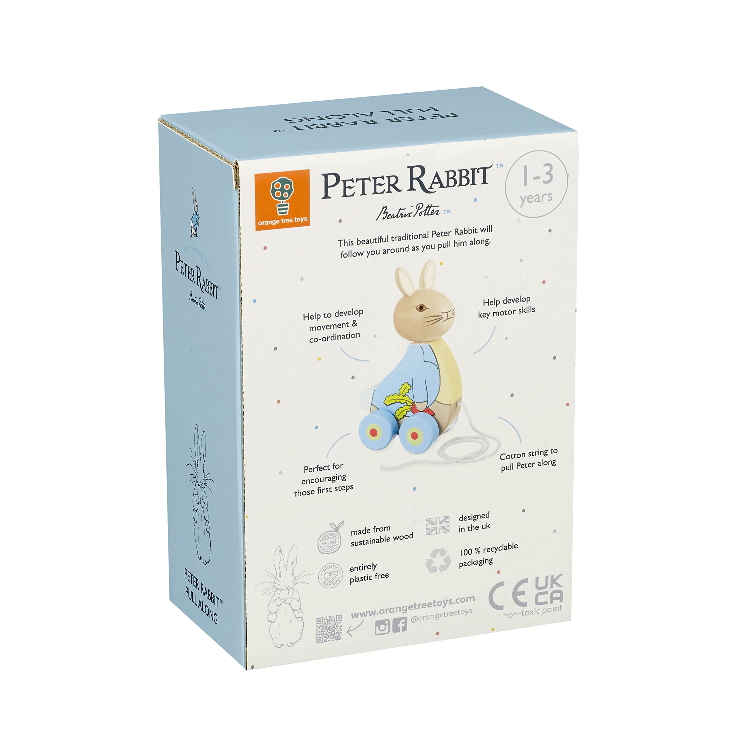 Peter Rabbit Wooden Pull Along Toy for Toddlers - Classic Pull Toy for Kids, Perfect for Indoor Play, Outdoor Walks & Early Childhood Development