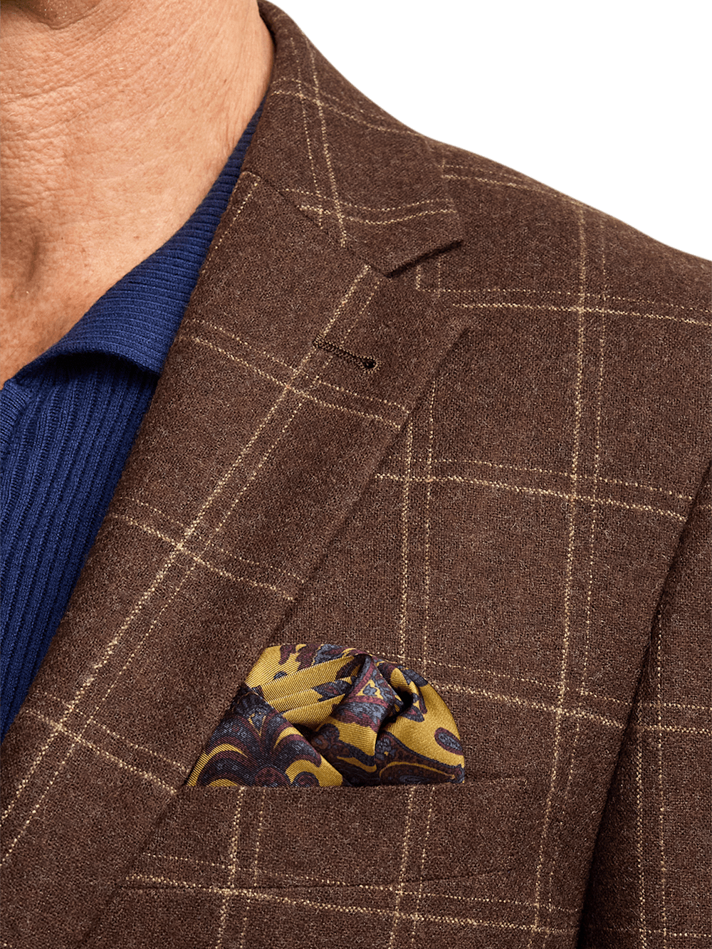 Premium Wool Plaid Single Breasted Notch Lapel Sport Coat for Men - Classic Brown Blazer for Business, Office & Formal Events