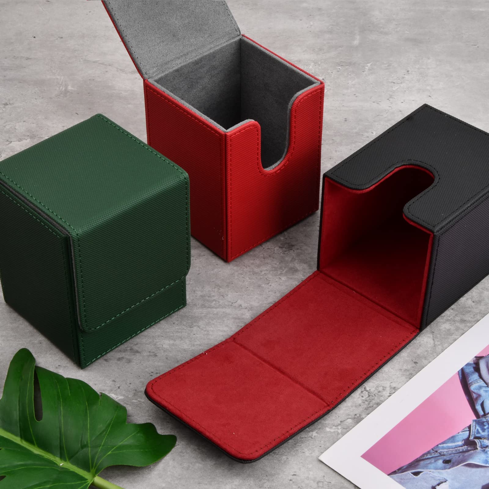 Vesaneae Magnetic Trading Card Storage Box - Premium Flip Deck Box for 100+ Cards - Collector's Card Holder with Magnetic Closure - Perfect for MTG, Pokemon & Yugioh Cards - Organize & Protect Your Valuable Collection at Home or Tournaments