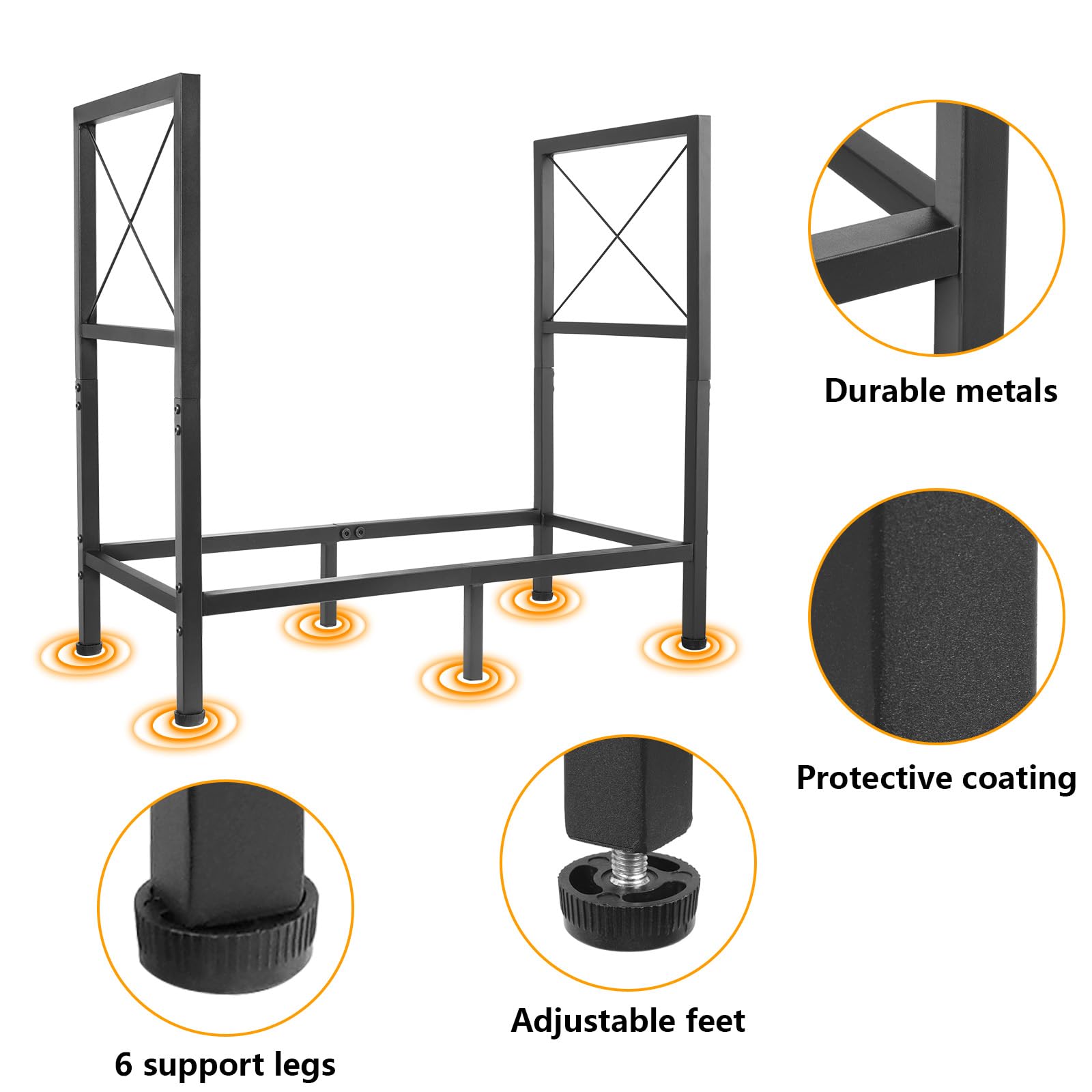 Heavy Duty Firewood Rack 2ft - Indoor Outdoor Log Holder for Fireplace, Patio & Camping - Black Firewood Storage Organizer for Wood Stove, Backyard & Garage