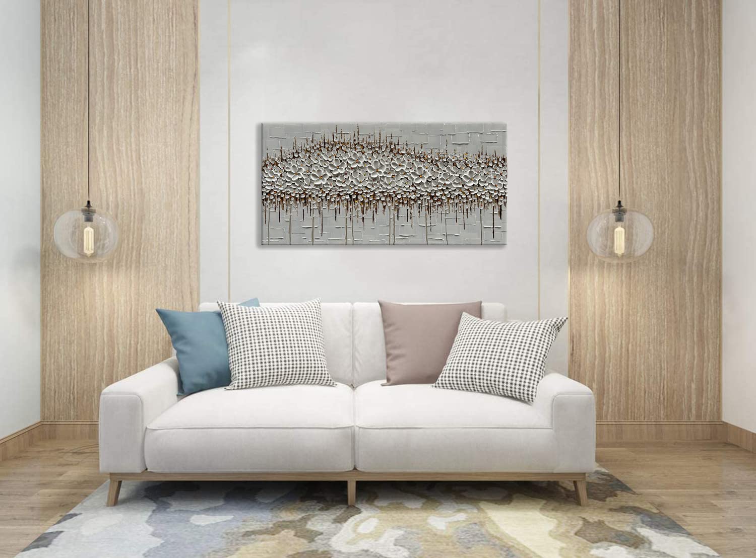 Zoinart 3D Modern Oil Painting on Canvas - Hand Painted Abstract Textured Floral Artwork - Large Framed Wall Art for Living Room, Bedroom & Office Decor - Ready to Hang Home Decoration