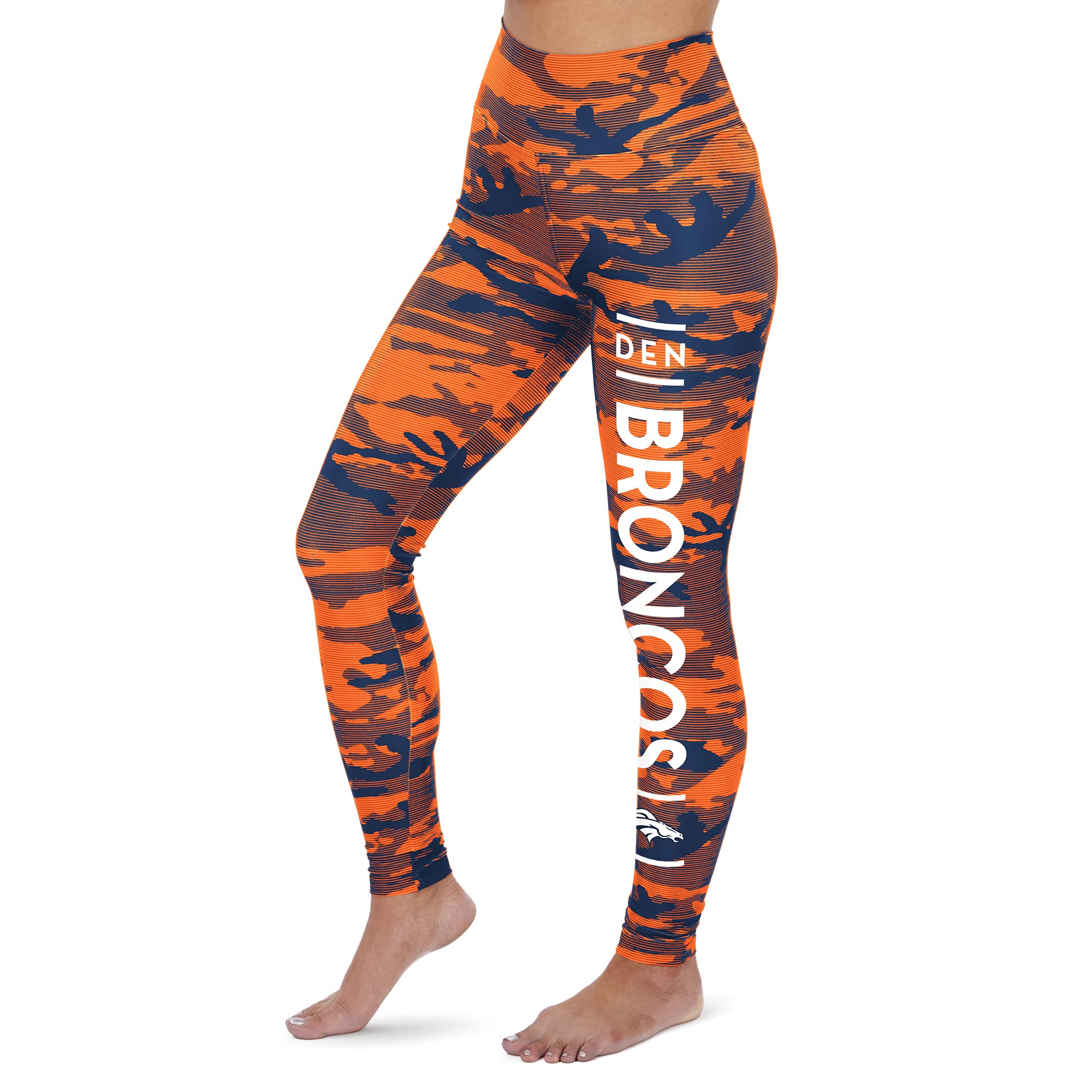 Zubaz NFL Women's Camo & Striped Leggings - Team Color Football Pants for Game Day, Workout & Casual Wear