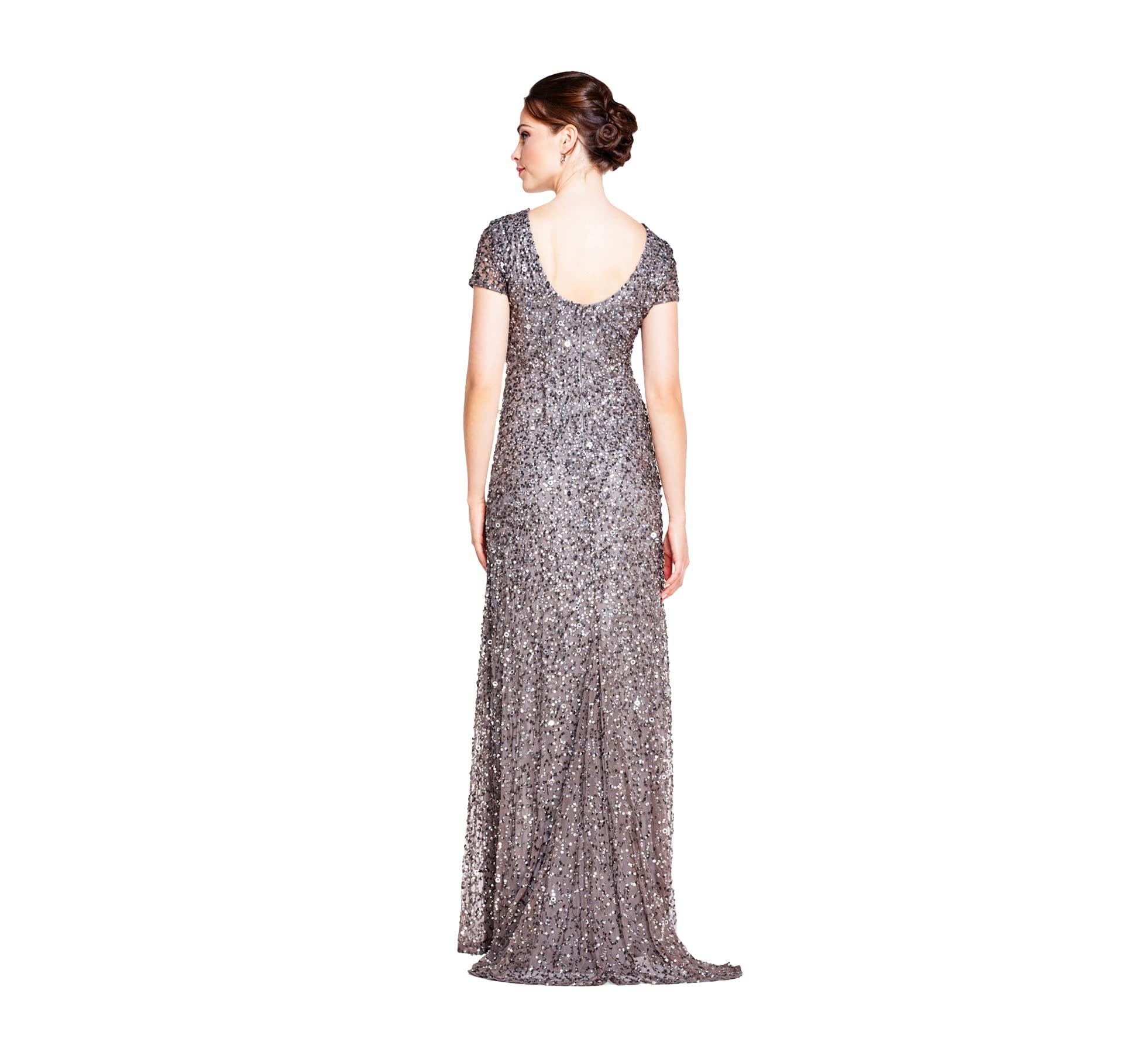 Adrianna Papell Women's Sparkling Short Sleeve Sequin Evening Gown for Parties, Prom & Special Occasions