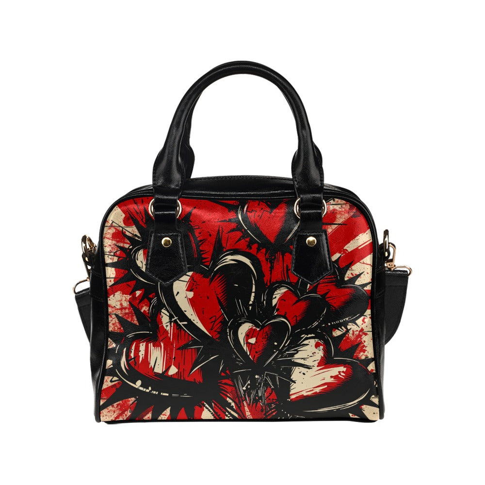 Trendy Punk Hearts Shoulder Handbag for Women - Gothic Crossbody Purse with Adjustable Strap - Perfect for Concerts, Parties & Daily Use