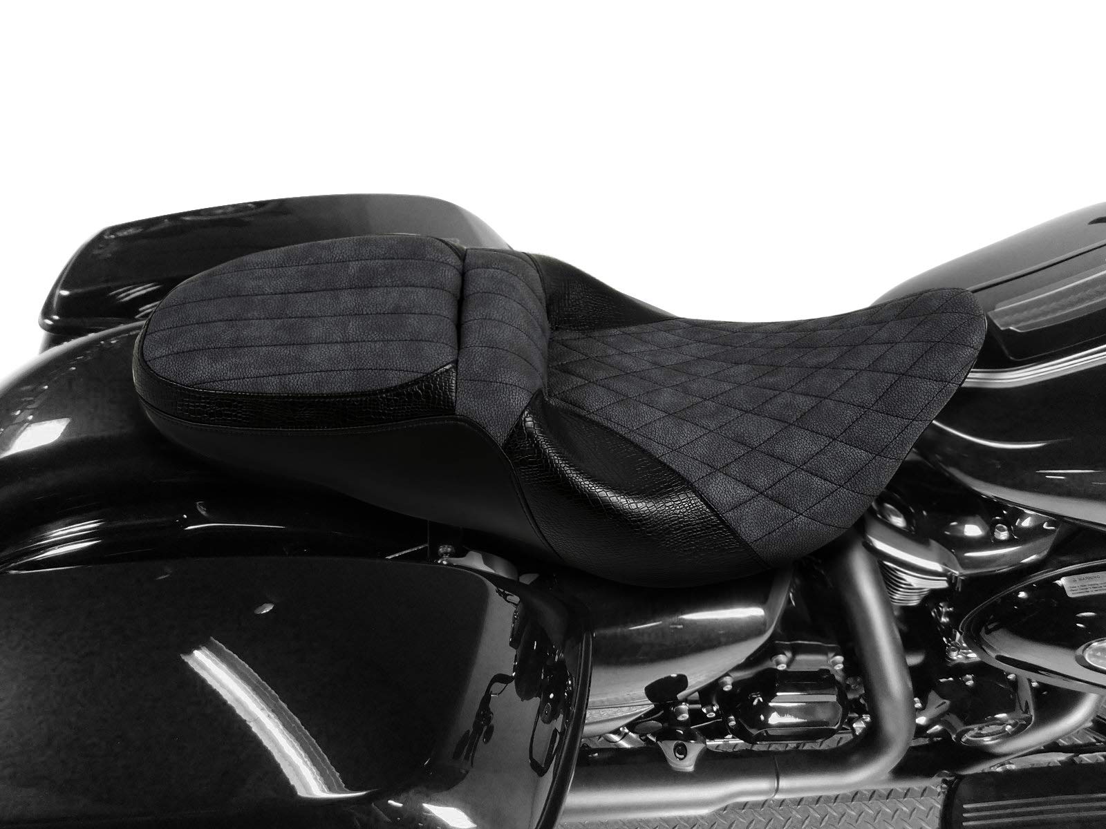 Premium One-Piece 2-Up Bucket Seat for Harley Davidson Road King/Street Glide/Electra Glide/Road Glide (2009-2023) - Comfortable Motorcycle Driver & Passenger Seat for Long Rides & Touring