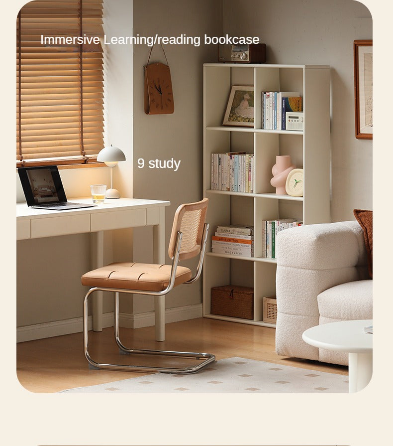 Poplar Solid Wood Bookcase - Free Combination Cream Style Bookshelf for Living Room, Bedroom & Office Storage