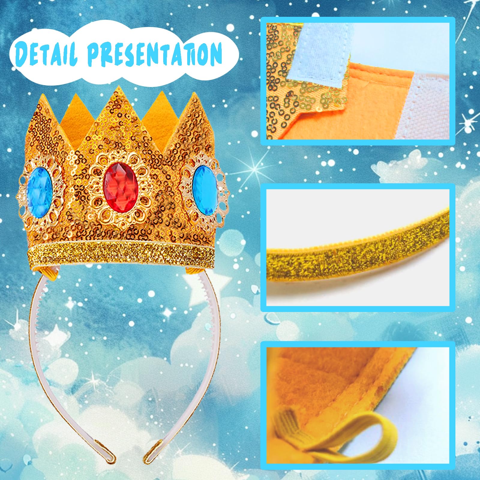 4PCS Princess Crown Accessories Kit for Women & Girls - Royal Tiara, Earrings & Brooch Set - Perfect for Halloween Costume, Cosplay, Birthday Parties & Dress-Up Play