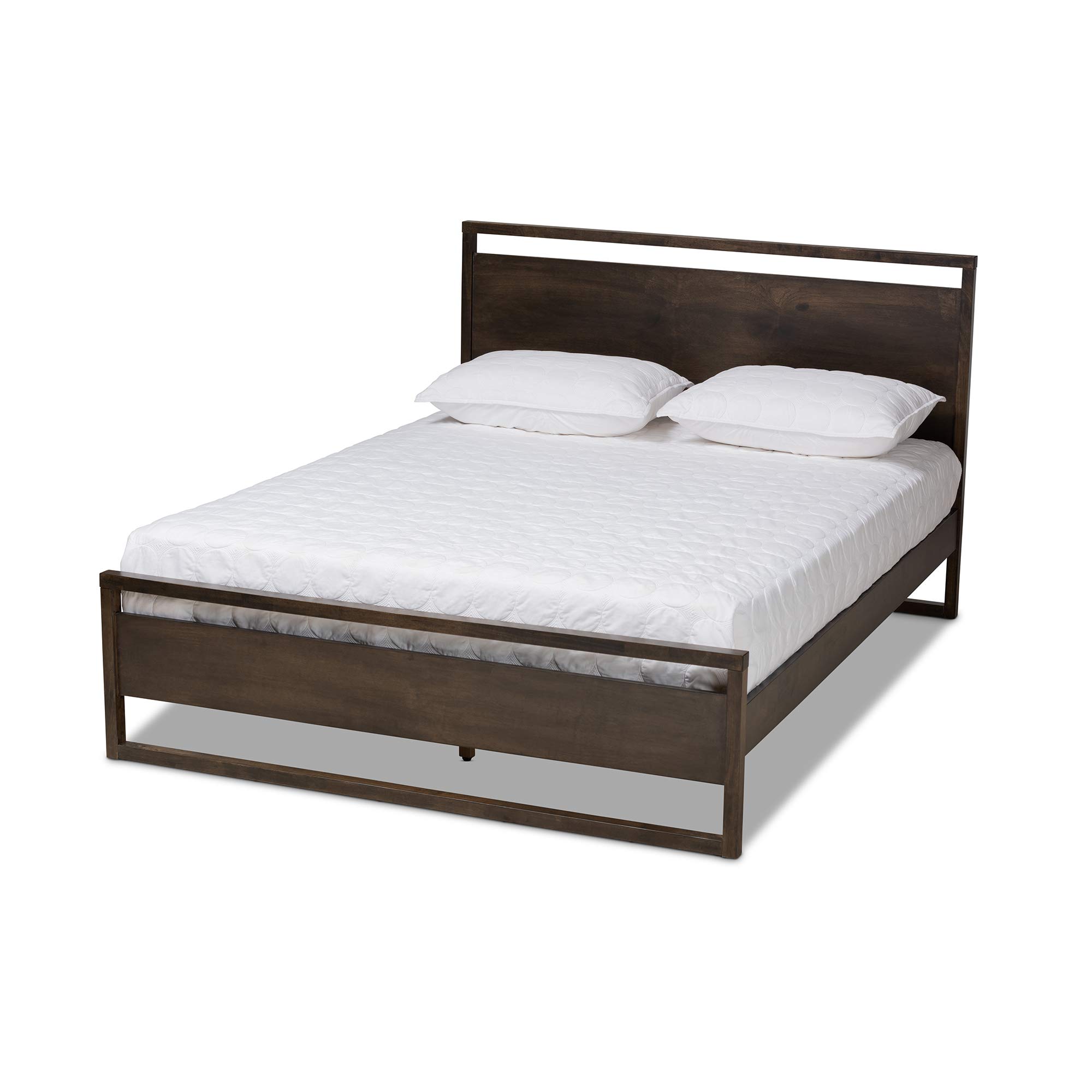 Baxton Studio Queen Size Bed Frame with Headboard - Modern Brown Wooden Platform Bed for Bedroom - Perfect for Master Bedroom, Guest Room & Apartment
