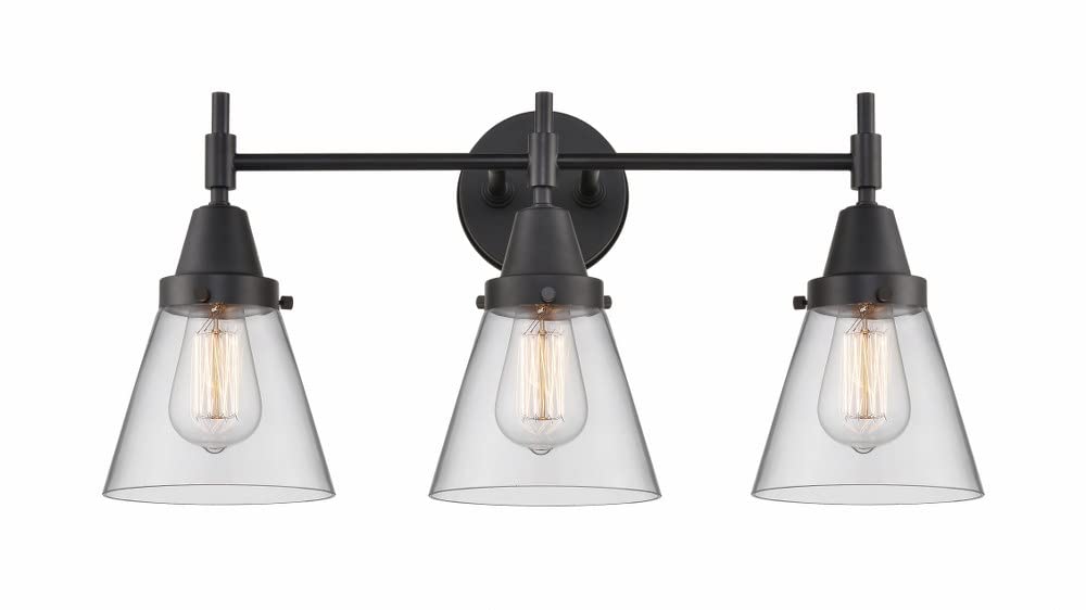 Innovations 447-3W-BK-G62 Black Transitional 3-Light Bathroom Vanity Set - Modern Lighting Fixture for Bathroom, Powder Room or Master Bath Decor