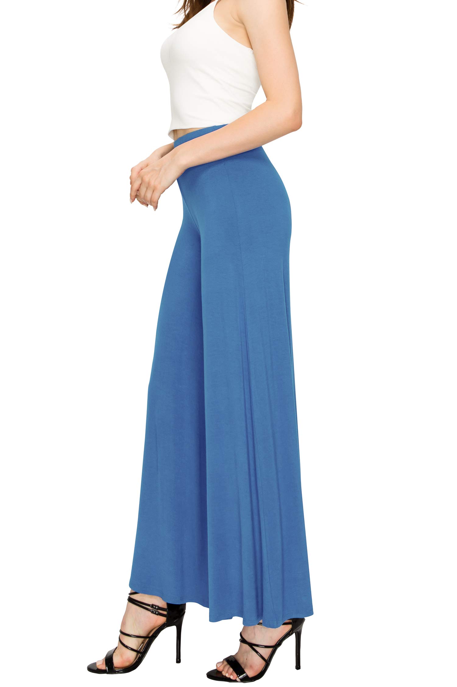 Johnny Women's Solid Color Casual Wide Leg Palazzo Pants - Stretchy Comfort Lounge Pants for Yoga, Travel & Home Wear