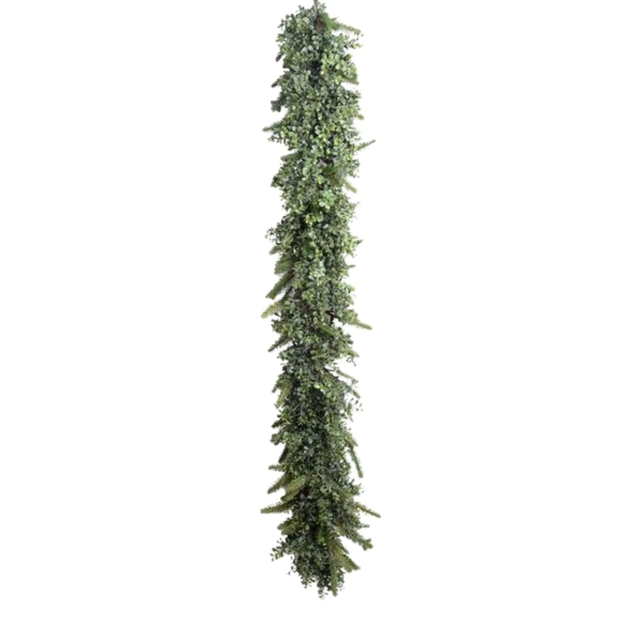 6' Boxwood and Fir Holiday Garland - Premium Christmas Decoration for Fireplace, Mantel, Stairs, and Doorway Decor
