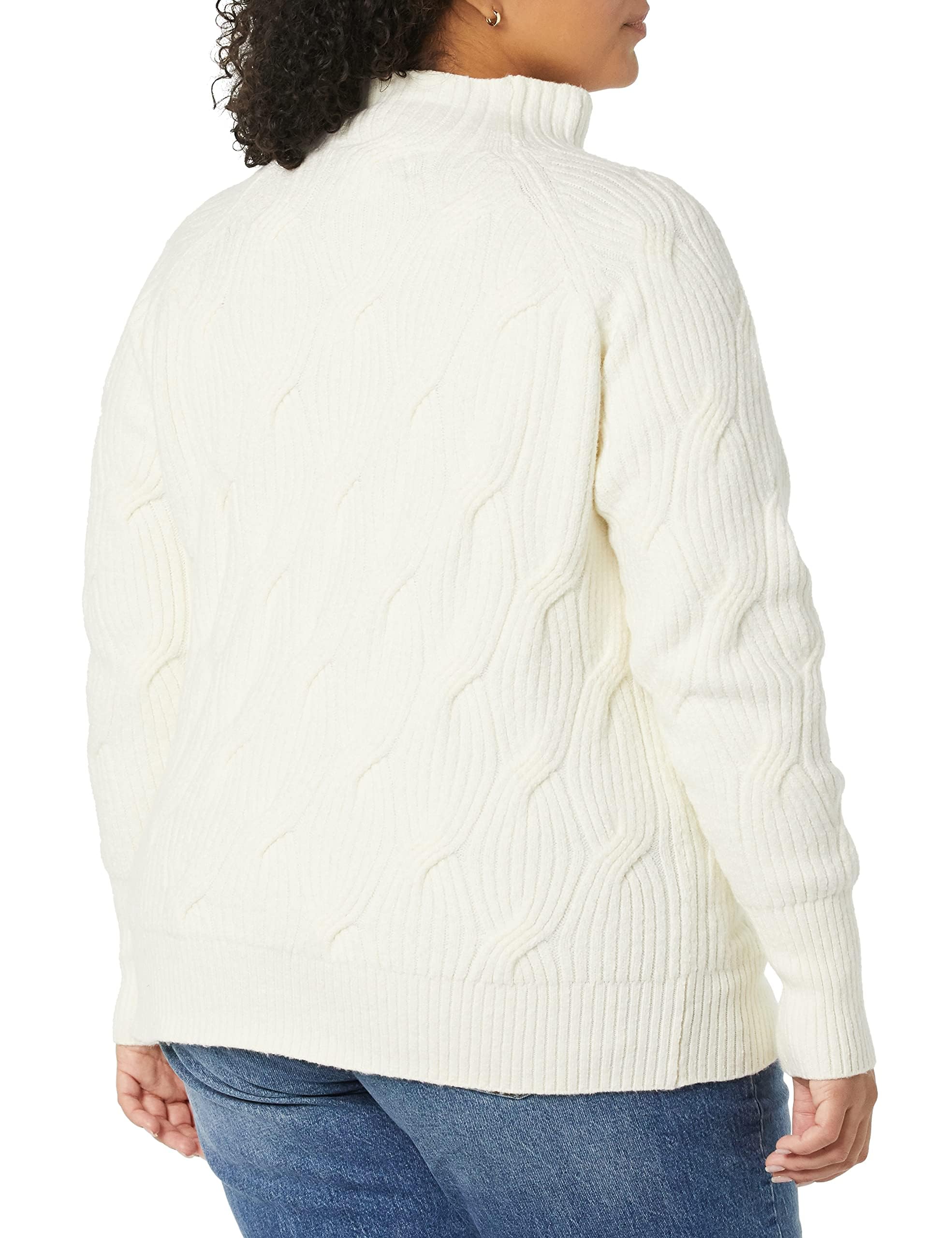 Amazon Essentials Women's Soft Touch Funnel Neck Cable Knit Sweater - Cozy Winter Pullover for Casual Outfits & Office Wear