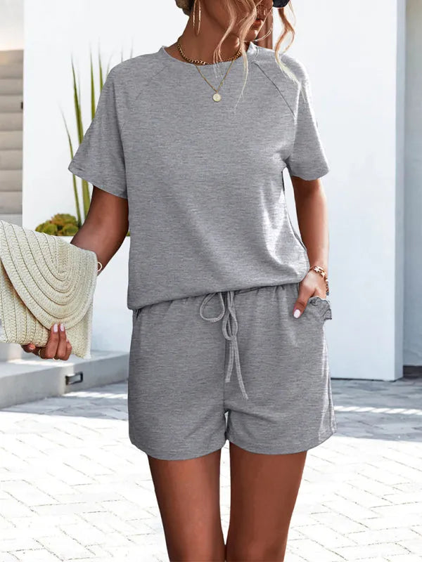 Stylish Women's Casual Knit Two-Piece Shorts Set - Summer Outfit for Beach, Travel & Lounge Wear
