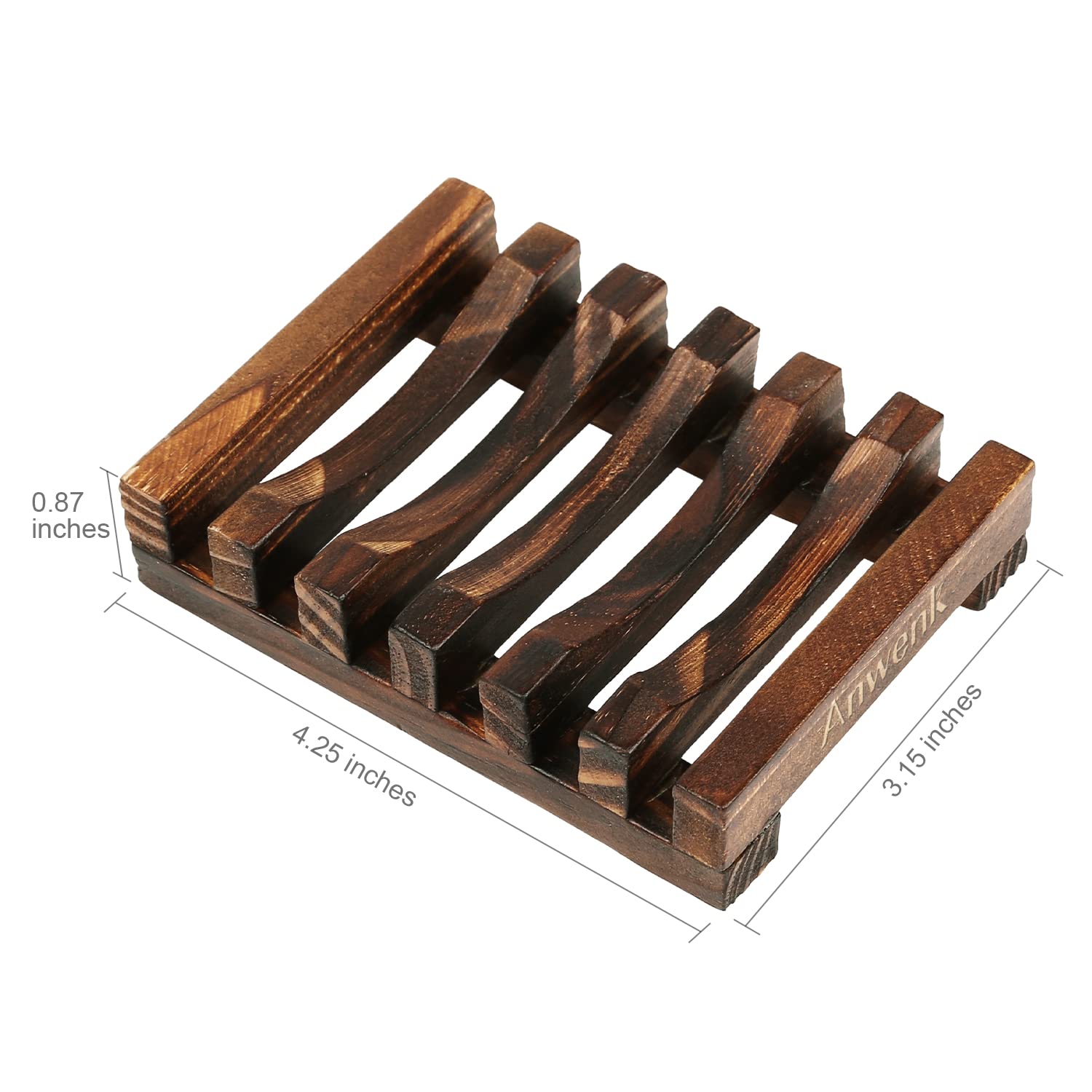Anwenk Wooden Soap Dish - Handcrafted Soap Holder & Saver Tray for Bathroom, Shower, and Sink - Natural Drainer for Soaps, Sponges, and Beauty Accessories (1 Pack) - Perfect for Spa, Vanity, and Guest Bathroom Organization