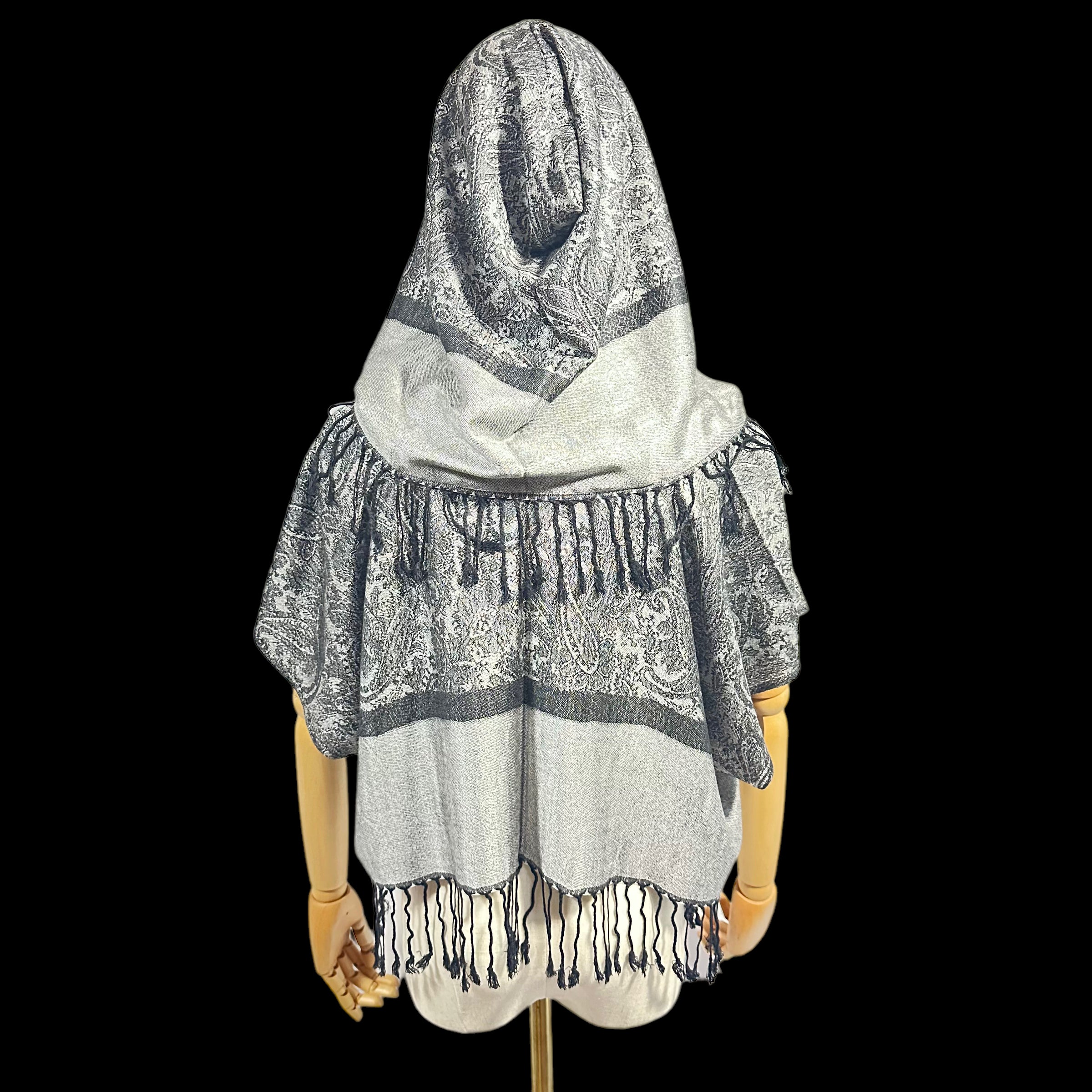 Stylish Grey Pashmina Hooded Crop Top for Women - Trendy Winter Fashion, Casual Outfit & Layering Essential