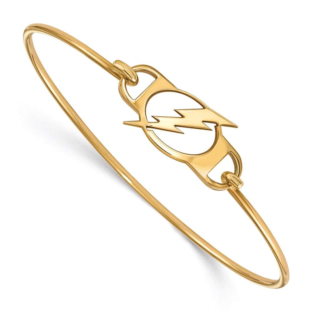 14K Yellow Gold Plated Sterling Silver Tampa Bay Lightning NHL Wire Bangle Bracelet - Perfect for Game Day, Sports Fans & Jewelry Lovers