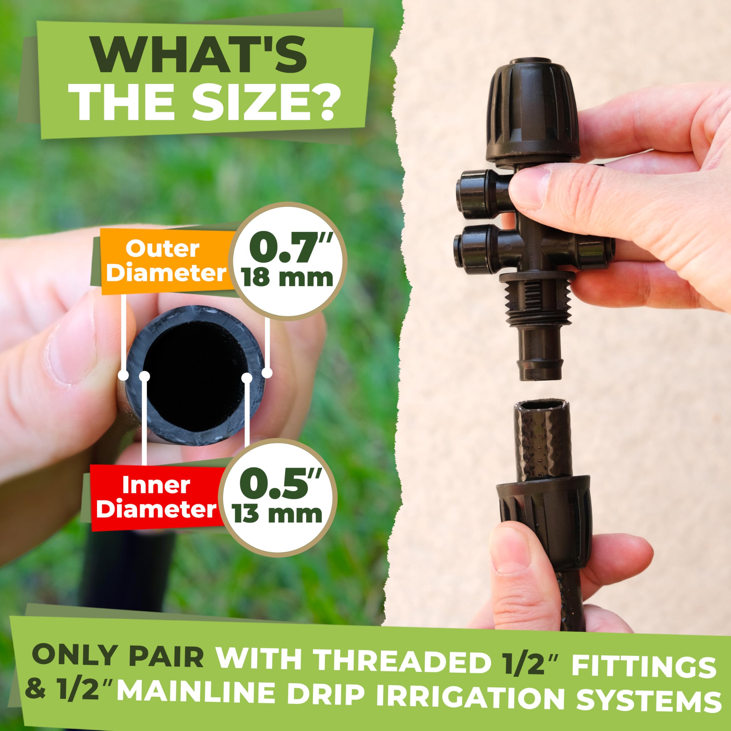 **Carpathen 50 FT 1/2 Inch Drip Irrigation Tubing - Heavy Duty Garden Hose for Push-To-Connect Systems, Blank Distribution Tubing for Lawns, Greenhouses & DIY Gardening Projects**