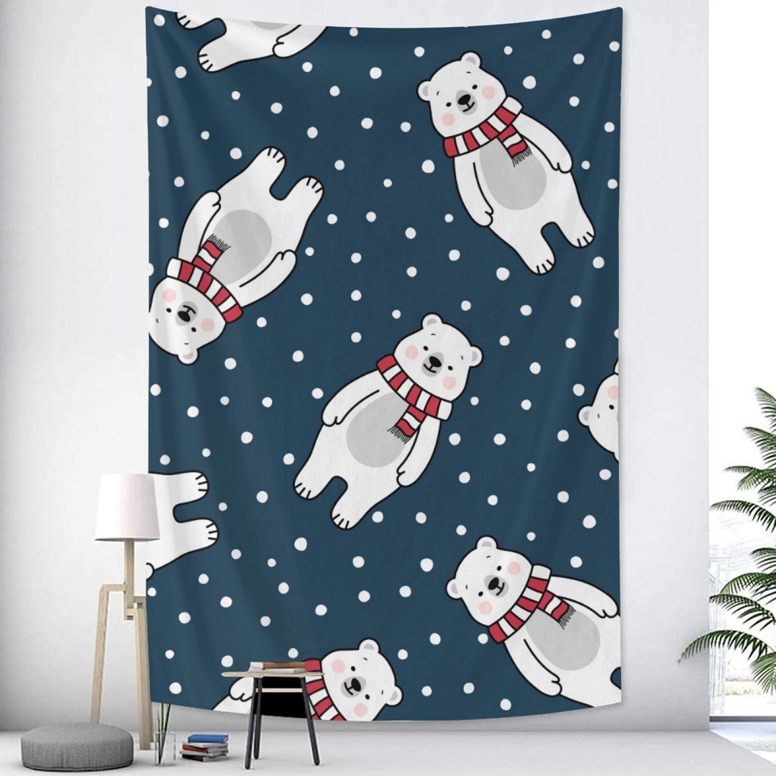 Cute Polar Bear Tapestry Wall Hanging - TropicalLife NIxux Aesthetic Bedroom Decor, 40x60 Inch Polyester Fabric Art for Cozy Home & Dorm Room Decorations