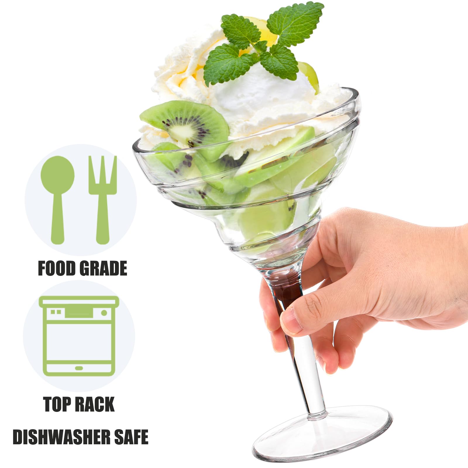 Youeon 6-Pack 12oz Shatterproof Acrylic Margarita Glasses with Stem - Reusable Wine Cups for Cocktails, Beer, Juice - Perfect for Weddings, Parties, Holidays, Bars, Restaurants & Outdoor Events