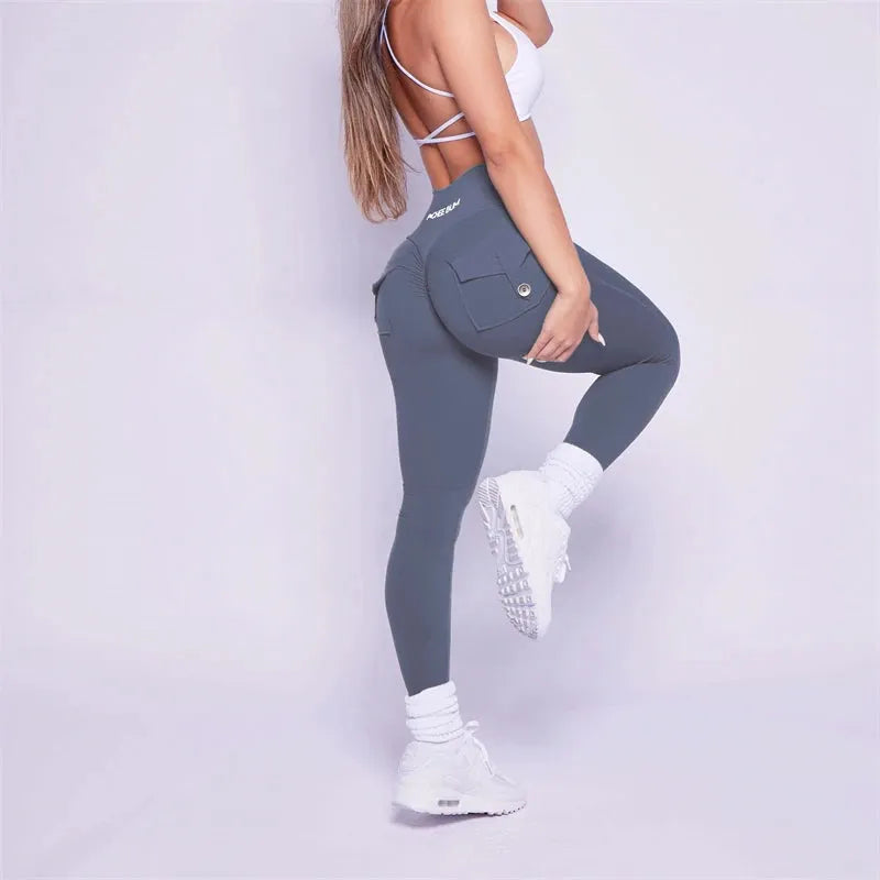 Pchee Bum Leggings 2023 - High Waist Yoga Pants with Pockets for Women - Workout Gym & Running Tights - Butt Lifting Peach Hips Design - Perfect for Yoga, Fitness & Casual Wear