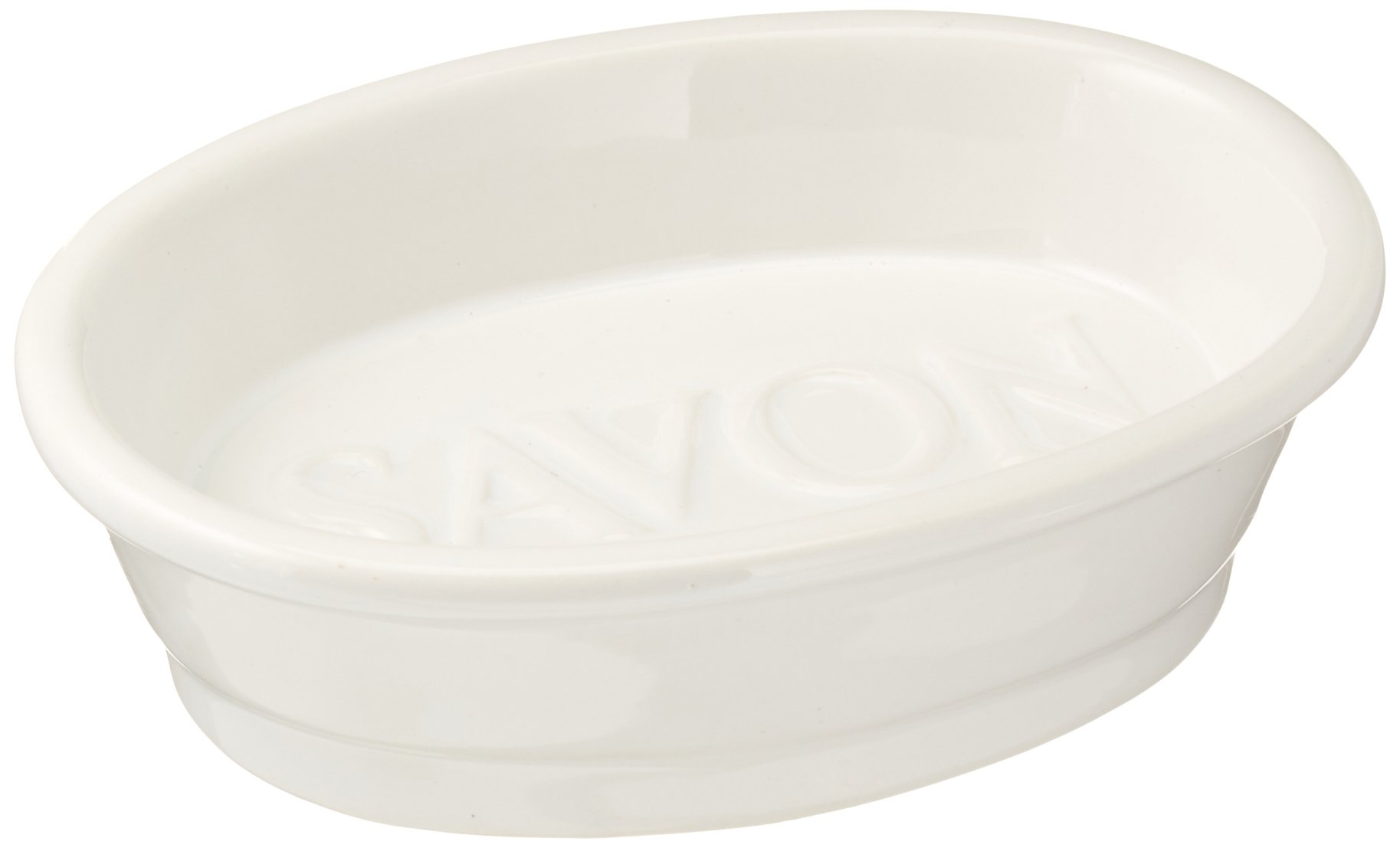 Abbott Collection Oval Ceramic Soap Dish - 5 Inch Bathroom Organizer for Sink Countertop, Shower & Vanity - Elegant Savon Soap Holder for Home Decor